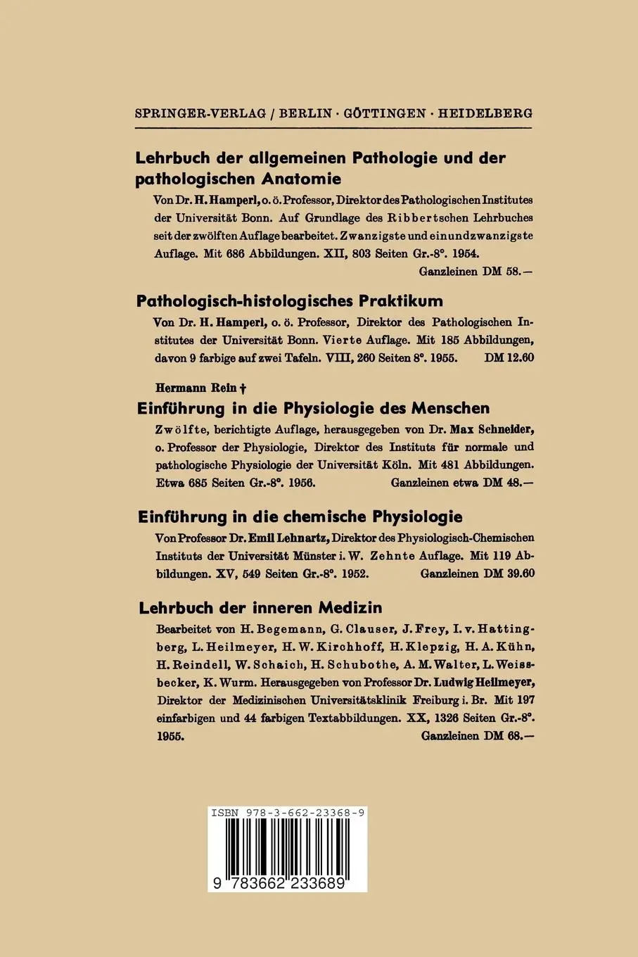 Rückseite: 9783662233689 | Leichenöffnung Befund und Diagnose | Herwig Hamperl | Taschenbuch