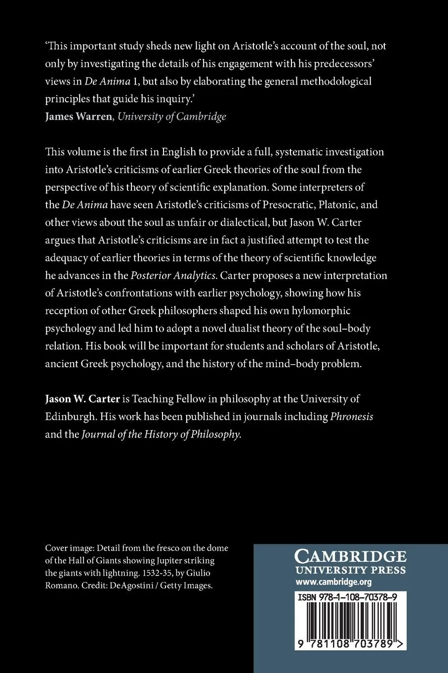 Rückseite: 9781108703789 | Aristotle on Earlier Greek Psychology | Jason W. Carter | Taschenbuch