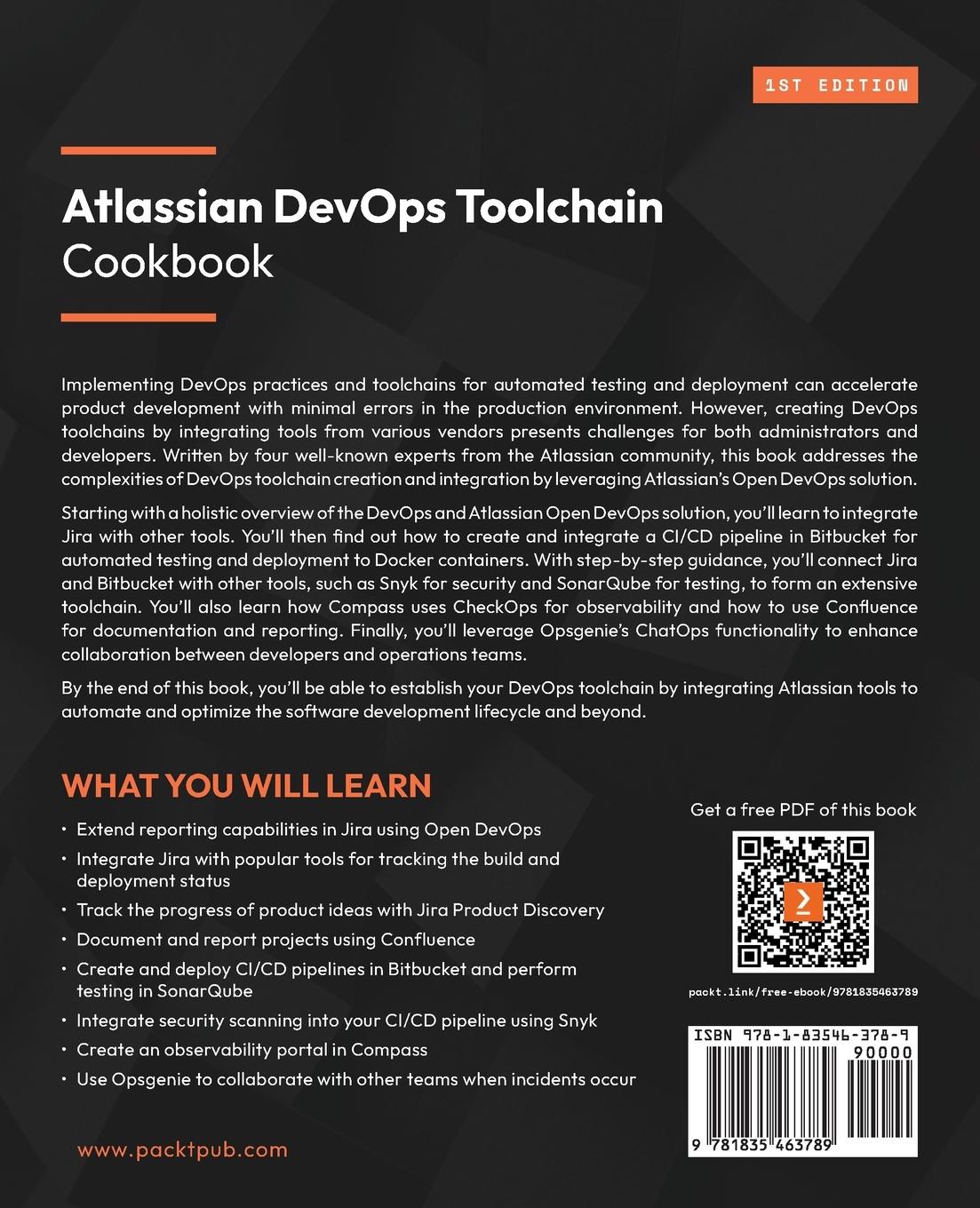 Rückseite: 9781835463789 | Atlassian DevOps Toolchain Cookbook | Robert Wen (u. a.) | Taschenbuch