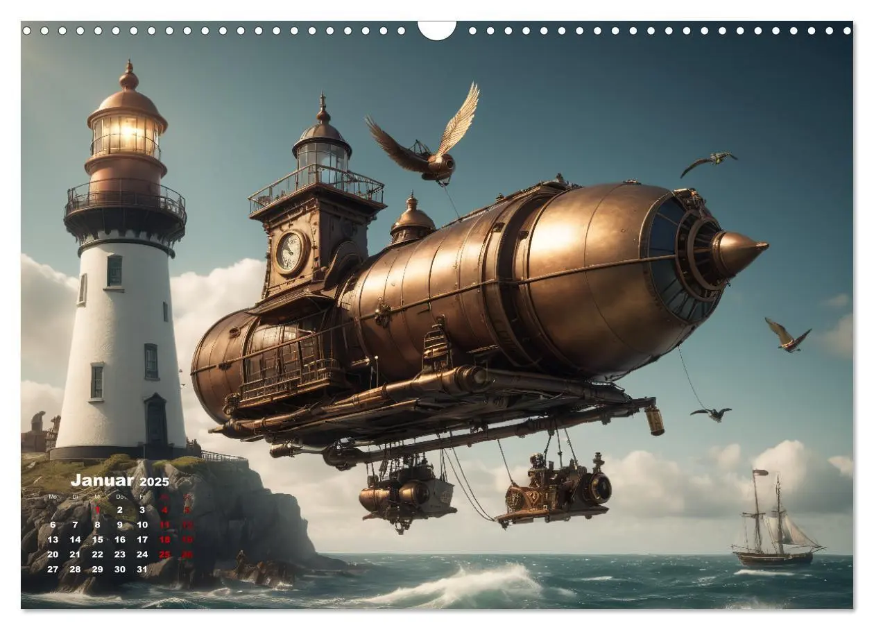 Bild: 9783383803789 | Steampunk - Die Welt der Leuchttürme (Wandkalender 2025 DIN A3...