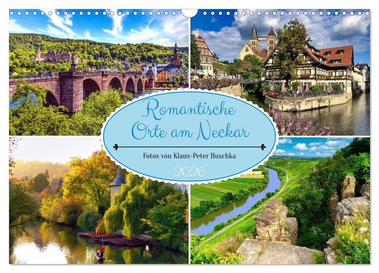 Cover: 9783457533789 | Romantische Orte am Neckar (Wandkalender 2026 DIN A3 quer),...