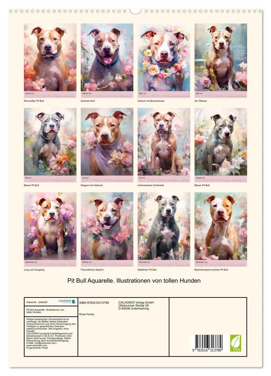 Bild: 9783516313789 | Pit Bull Aquarelle. Illustrationen von tollen Hunden (hochwertiger...