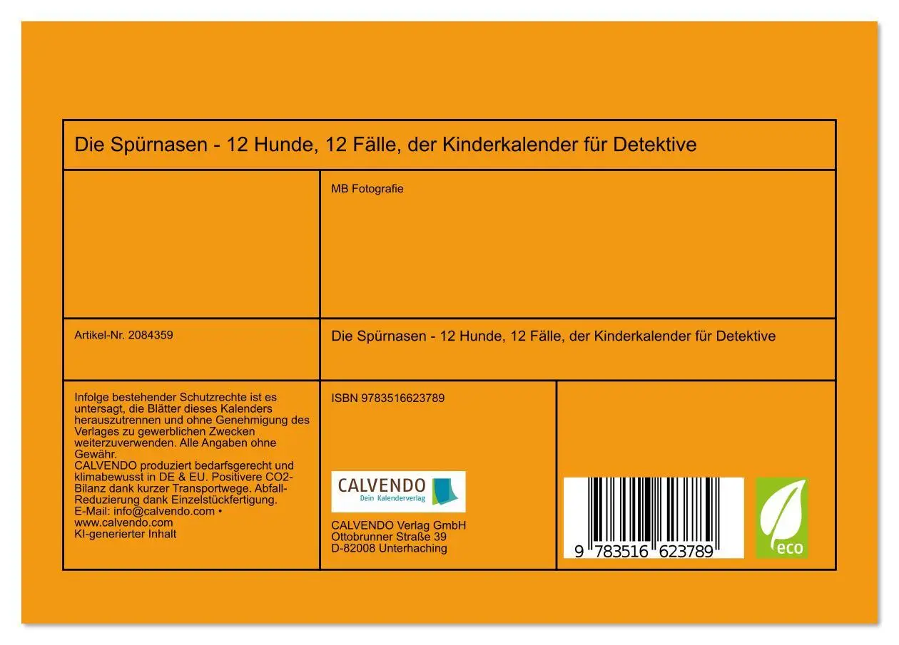 Bild: 9783516623789 | Die Spürnasen - 12 Hunde, 12 Fälle, der Kinderkalender für...