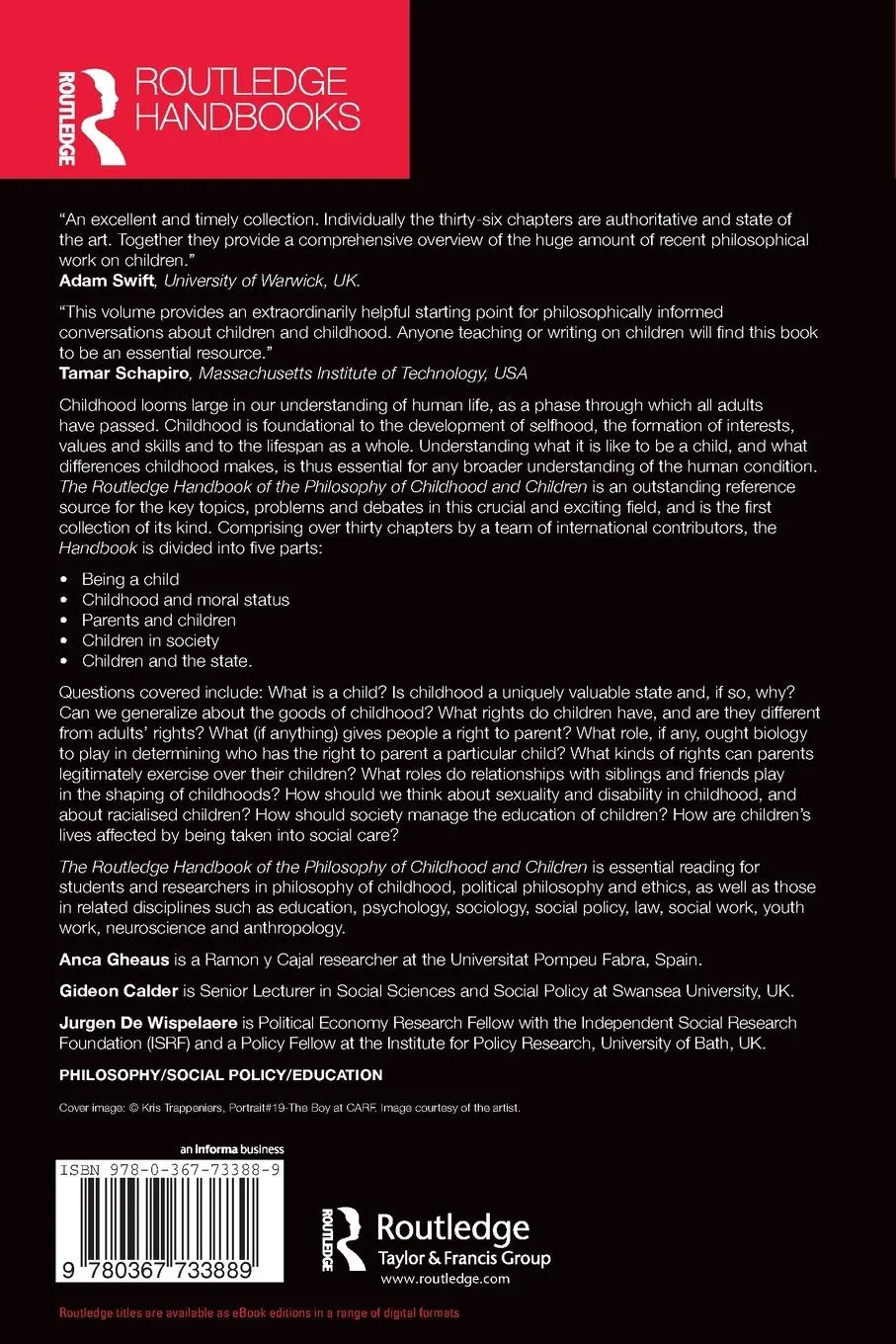 Rückseite: 9780367733889 | The Routledge Handbook of the Philosophy of Childhood and Children