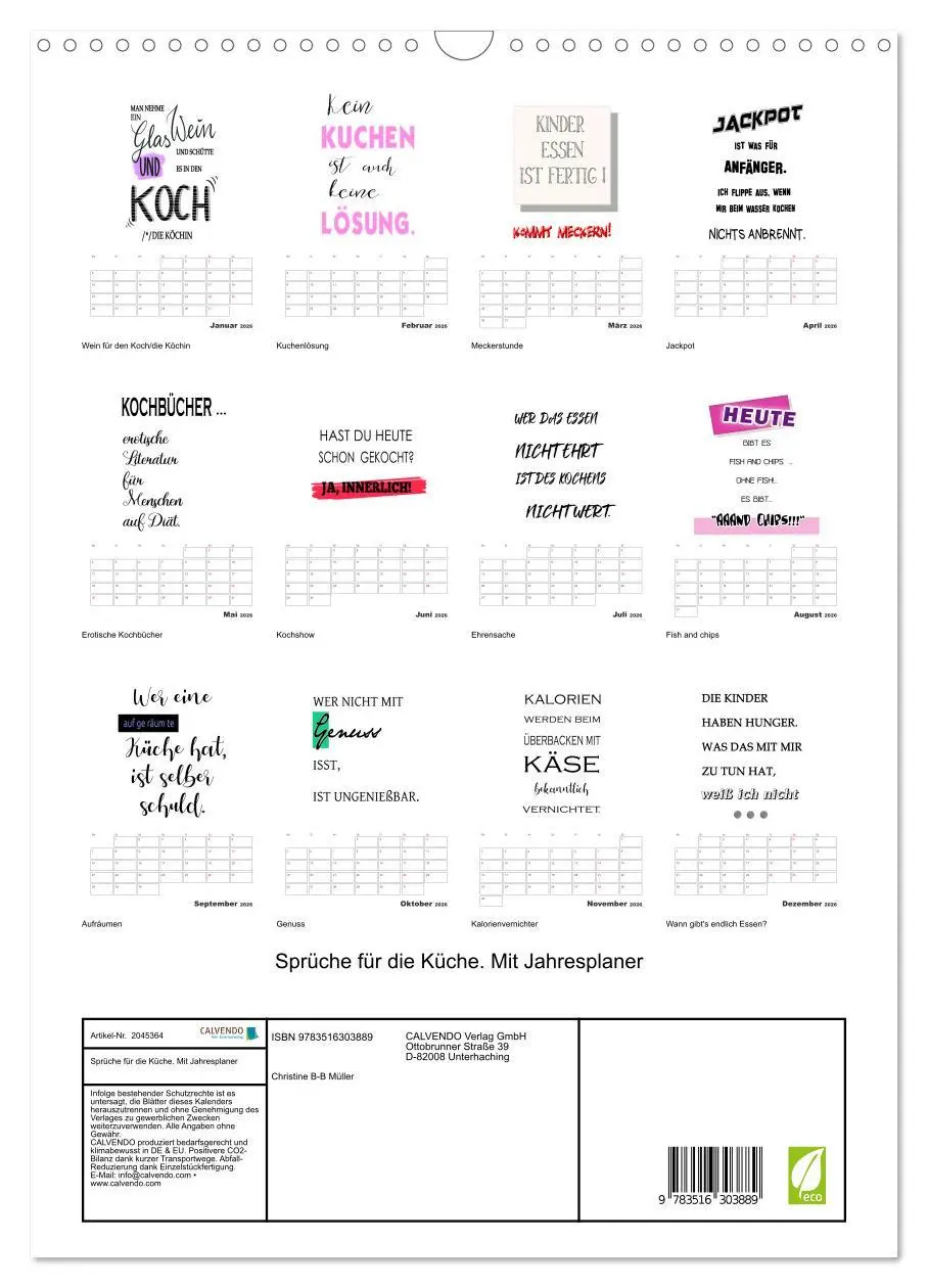 Bild: 9783516303889 | Sprüche für die Küche. Mit Jahresplaner (Wandkalender 2026 DIN A3...