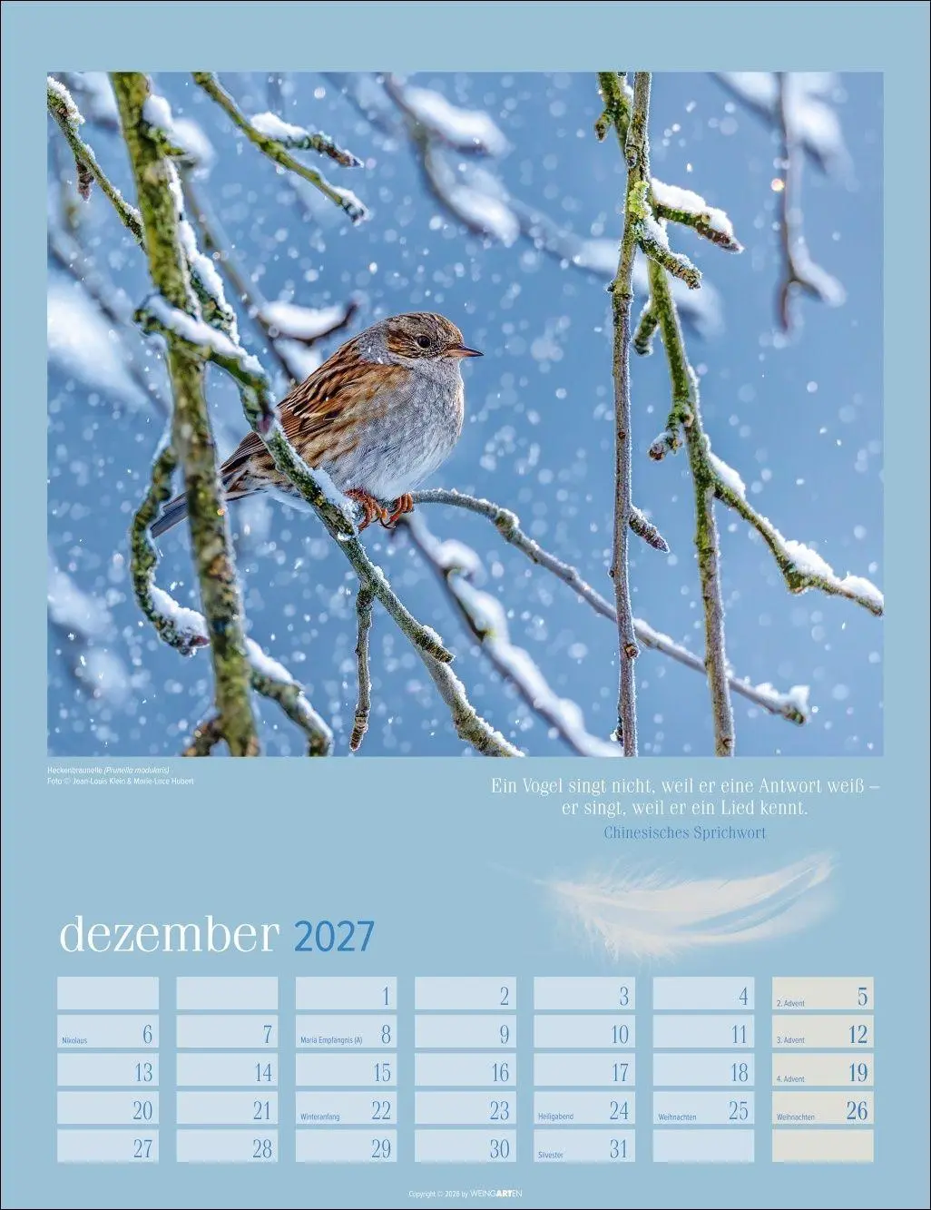 Bild: 9783839903889 | Heimische Vögel Kalender 2027 | Kalender | Tierkalender Weingarten