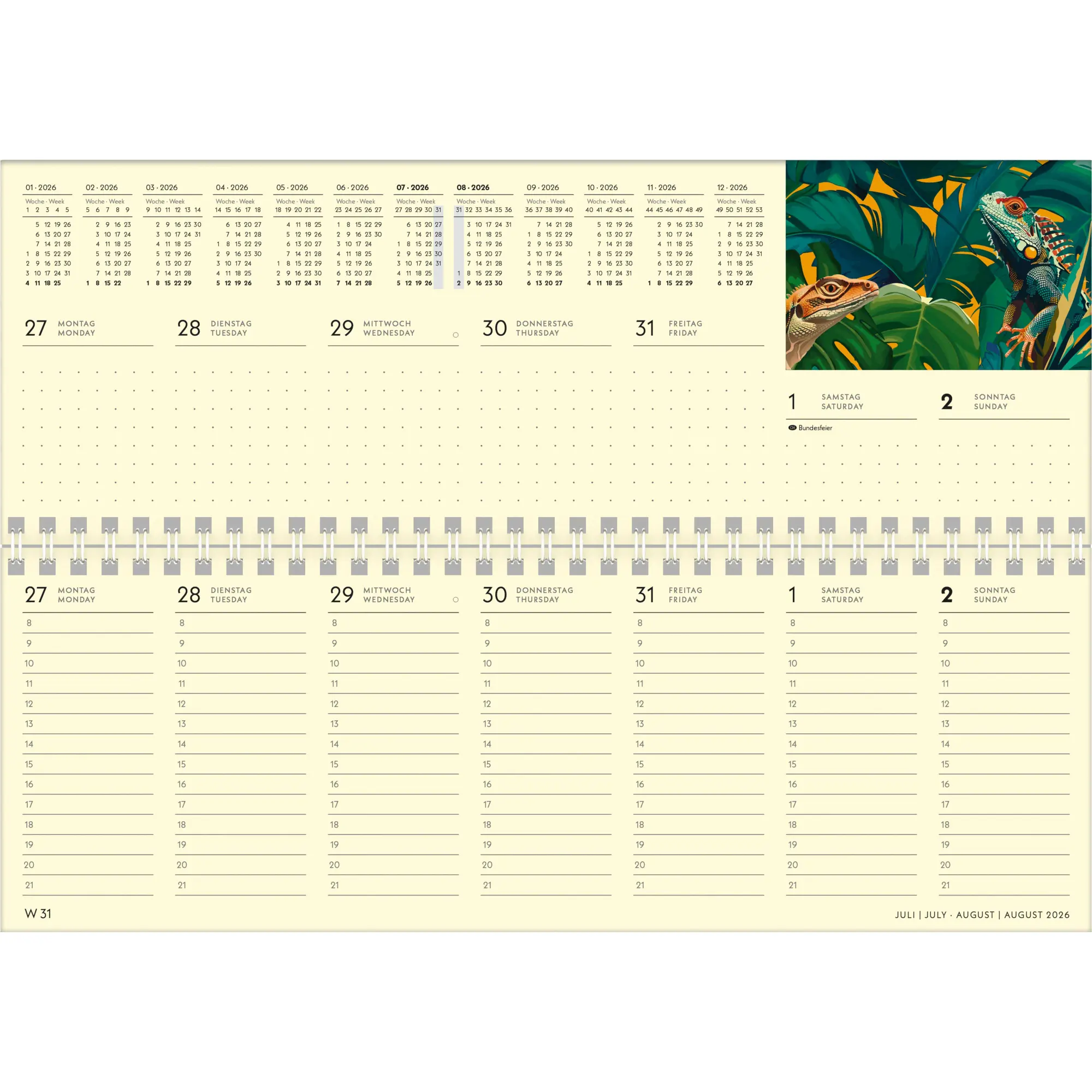 Bild: 4069095003989 | Tischquerkalender Jungle 2026 - hübsches Blumendesign - 29,7 x 10,5...