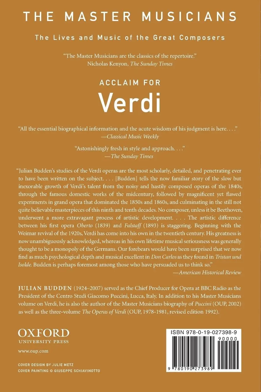 Rückseite: 9780190273989 | Verdi | Julian Budden | Taschenbuch | Buch | Englisch | 2015