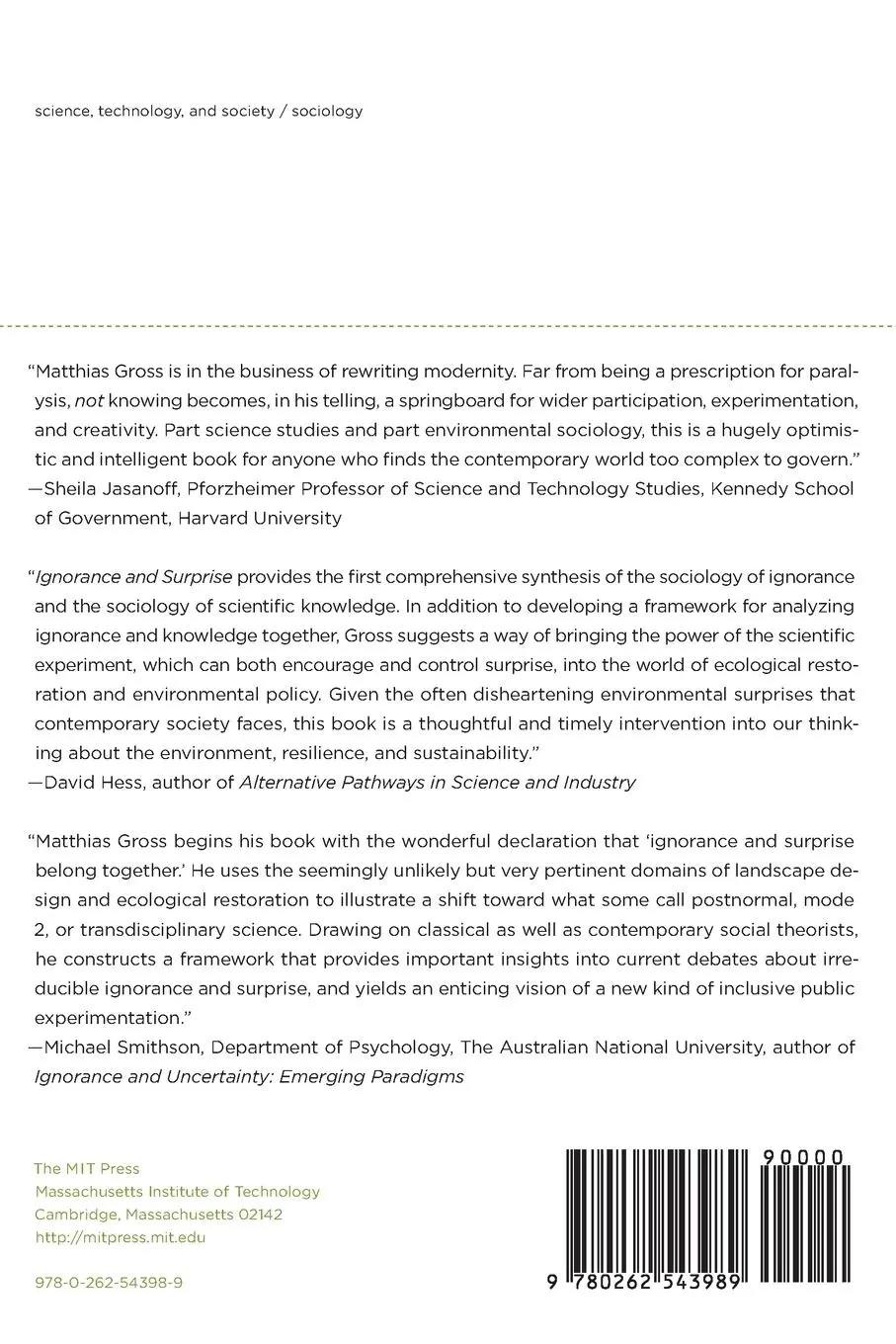 Rückseite: 9780262543989 | Ignorance and Surprise | Science, Society, and Ecological Design