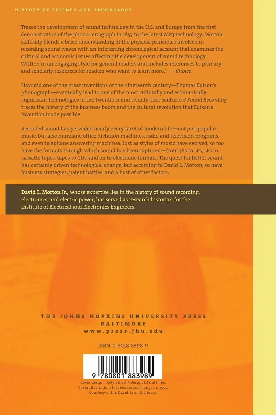 Rückseite: 9780801883989 | Sound Recording | The Life Story of a Technology | David L Jr. Morton