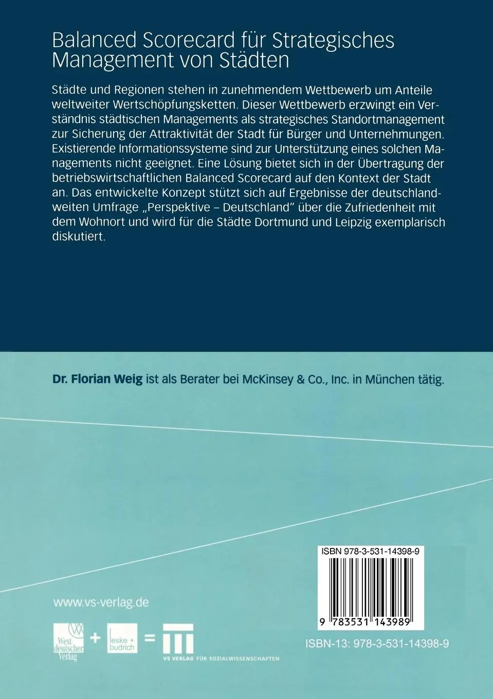 Rückseite: 9783531143989 | Balanced Scorecard für Strategisches Management von Städten | Weig