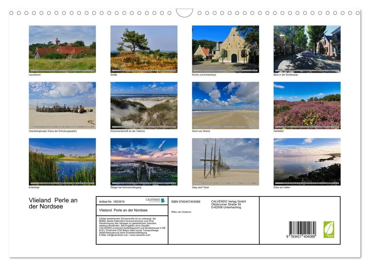 Bild: 9783457404089 | Vlieland Perle an der Nordsee (Wandkalender 2026 DIN A3 quer),...
