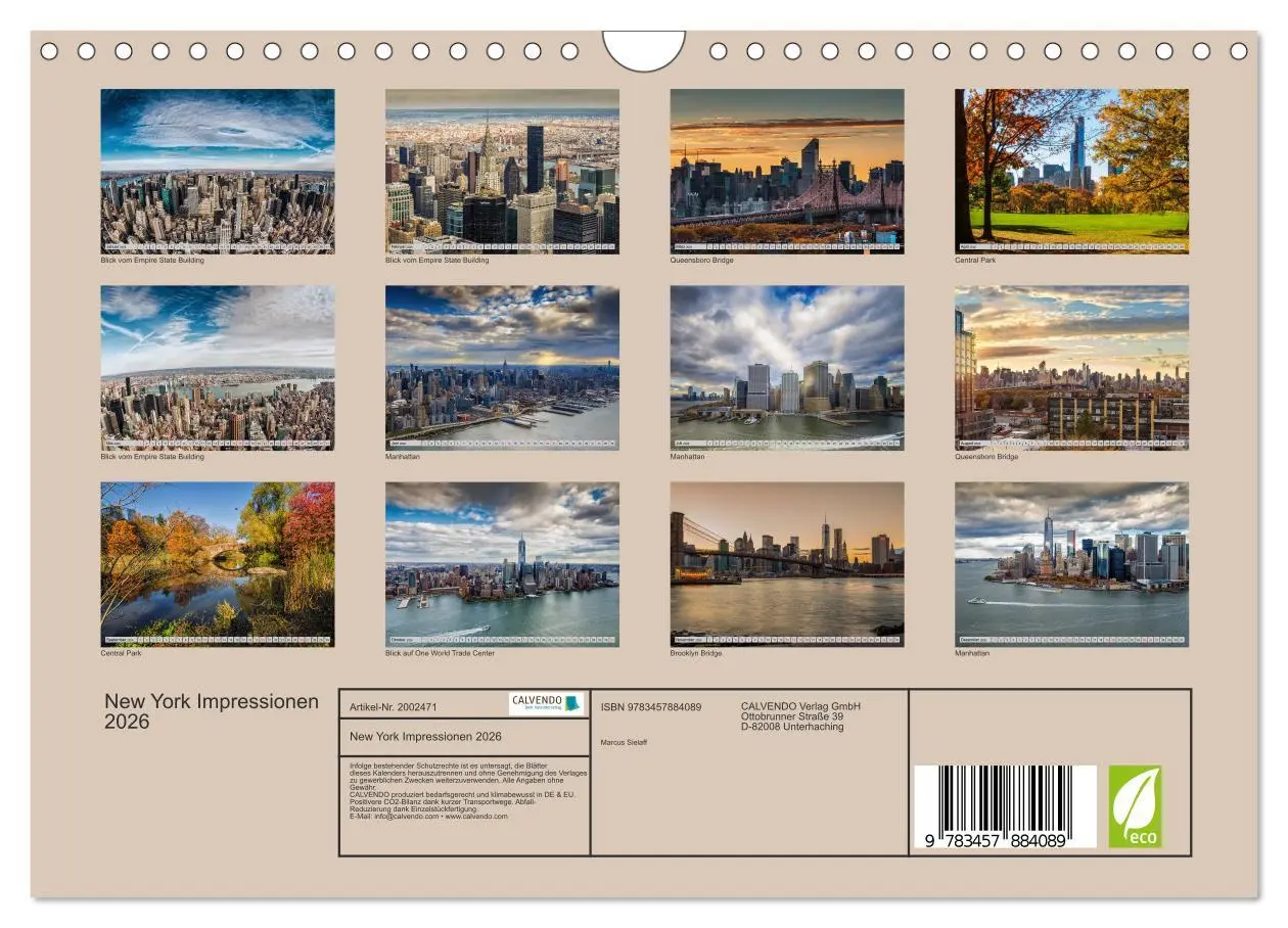 Bild: 9783457884089 | New York Impressionen 2026 (Wandkalender 2026 DIN A4 quer),...