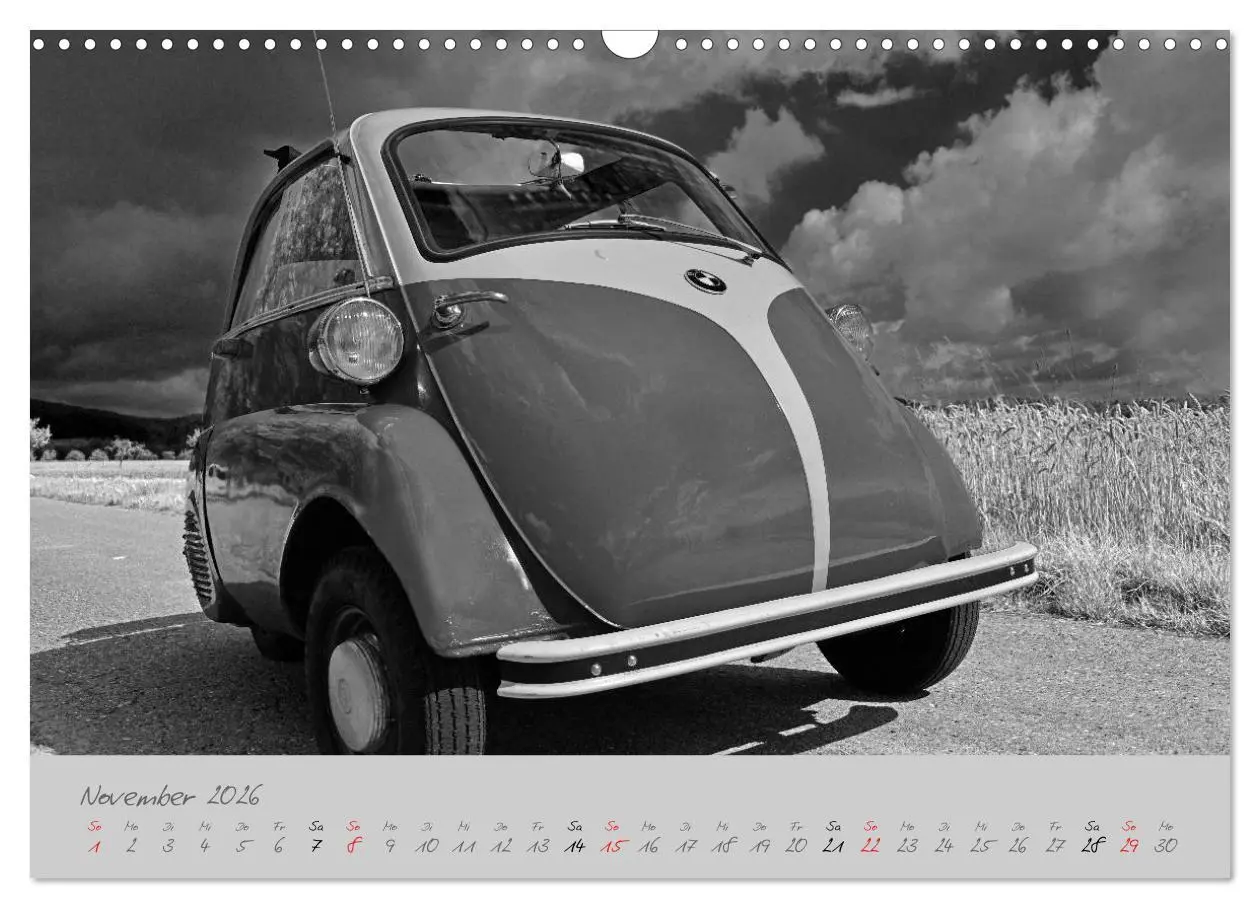 Bild: 9783516044089 | BMW Isetta 300 in schwarzweiß (Wandkalender 2026 DIN A3 quer),...