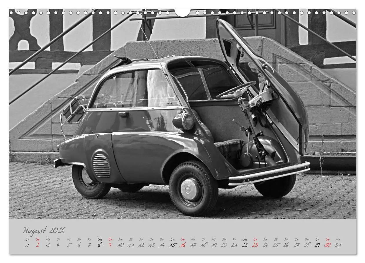Bild: 9783516044089 | BMW Isetta 300 in schwarzweiß (Wandkalender 2026 DIN A3 quer),...