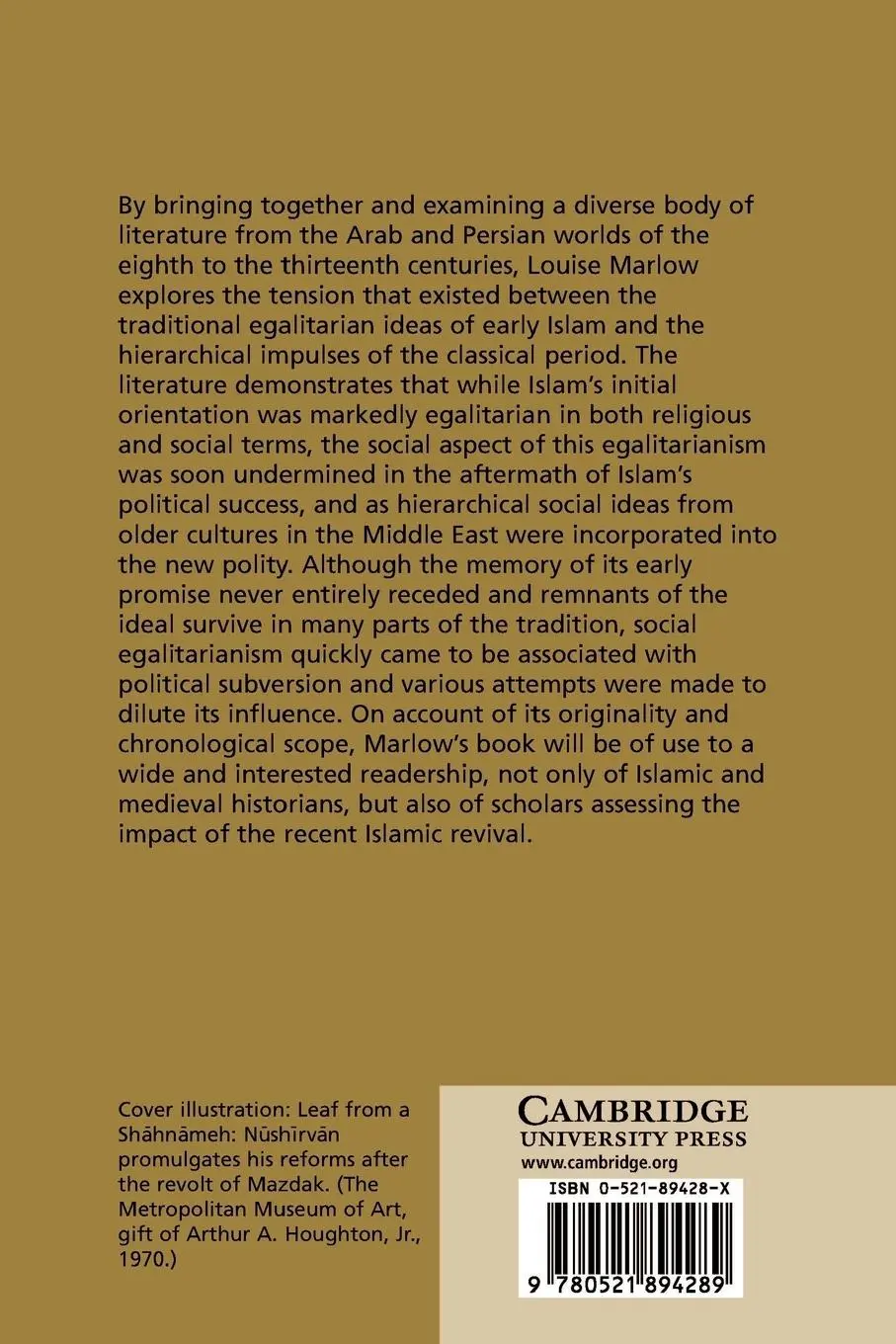 Rückseite: 9780521894289 | Hierarchy and Egalitarianism in Islamic Thought | Marlow (u. a.)