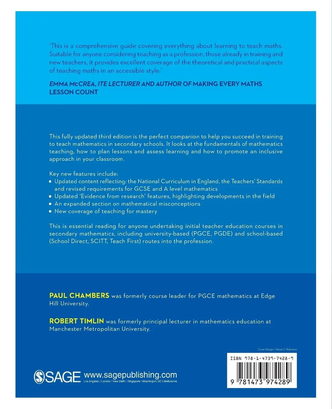 Rückseite: 9781473974289 | Teaching Mathematics in the Secondary School | Paul Chambers (u. a.)