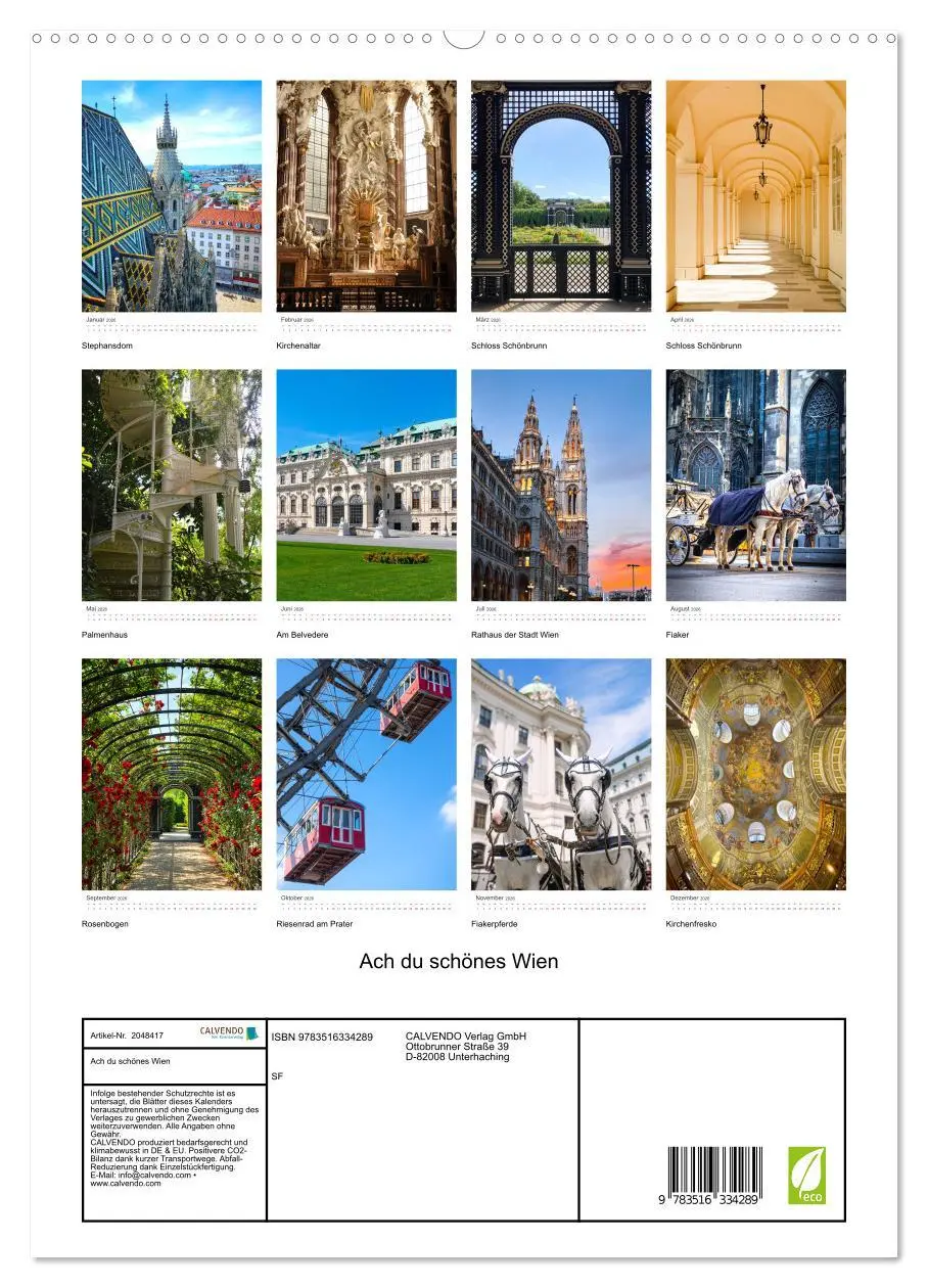 Bild: 9783516334289 | Ach du schönes Wien (hochwertiger Premium Wandkalender 2026 DIN A2...