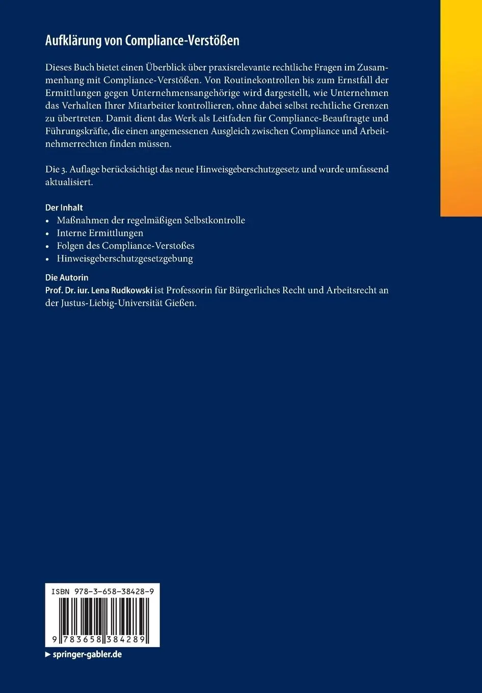 Rückseite: 9783658384289 | Aufklärung von Compliance-Verstößen | Lena Rudkowski | Taschenbuch