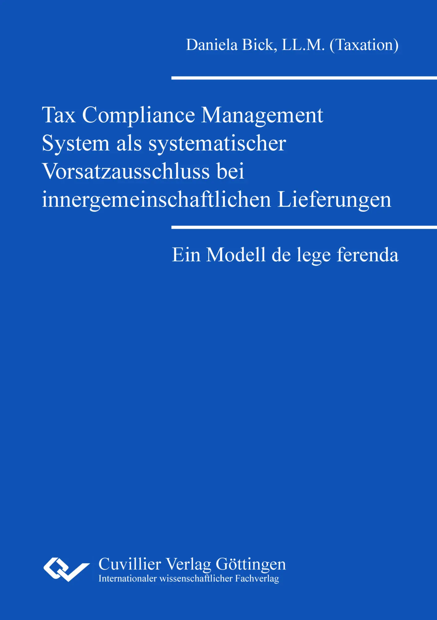 Cover: 9783689524289 | Tax Compliance Management System als systematischer...