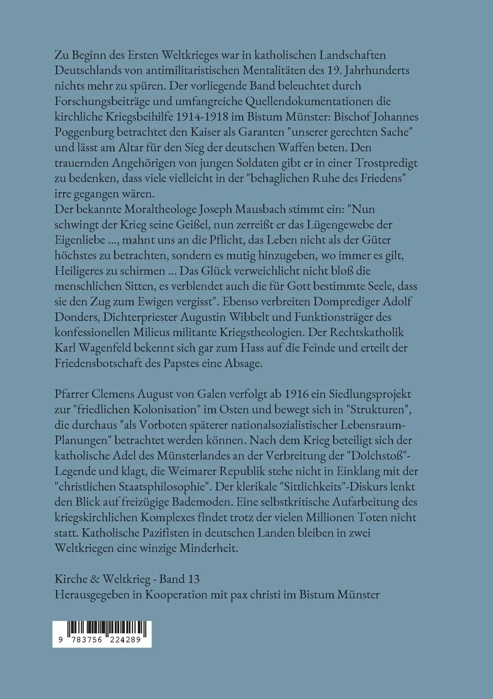 Rückseite: 9783756224289 | Das Bistum Münster und Clemens August von Galen im Ersten Weltkrieg