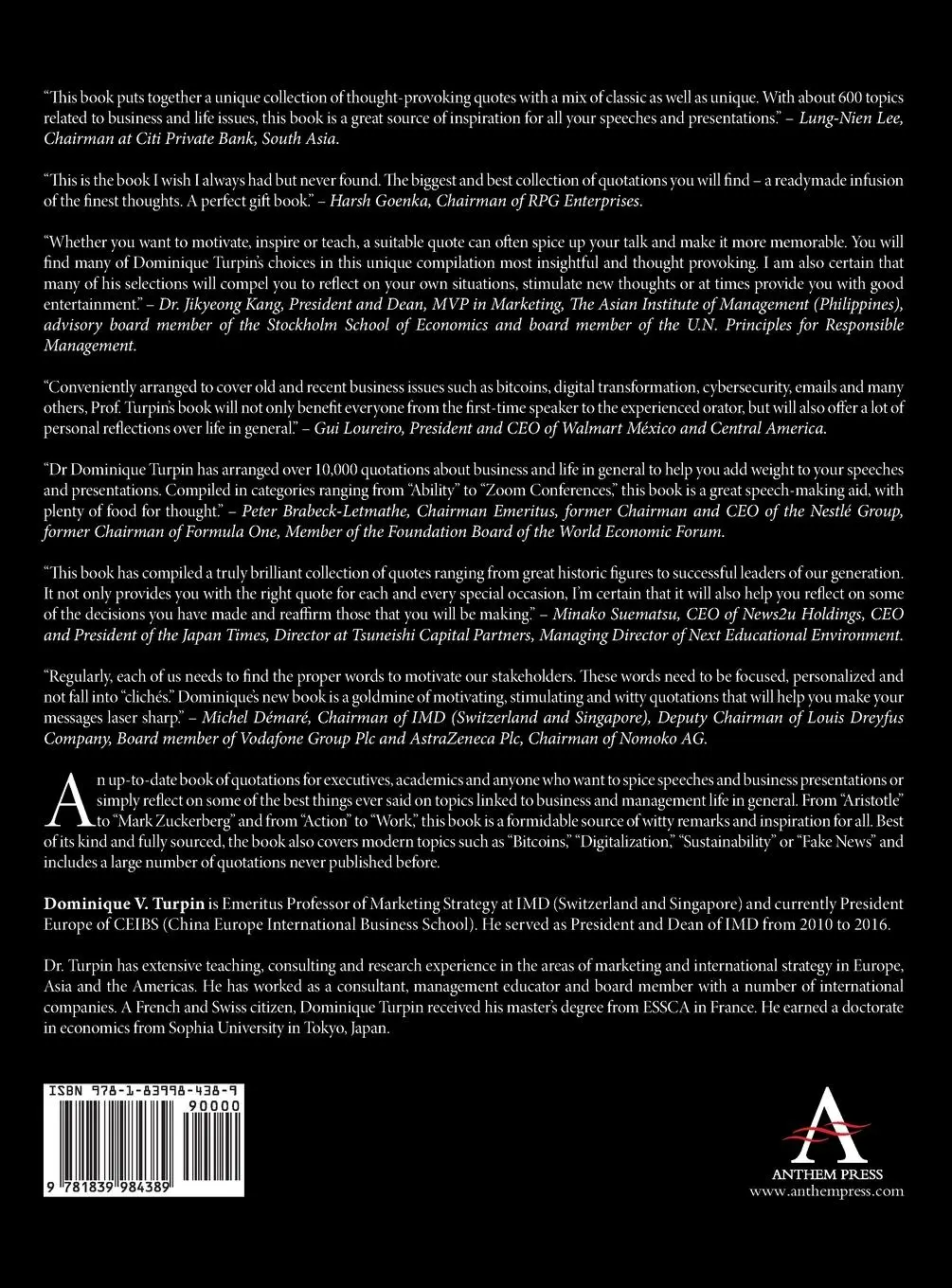 Rückseite: 9781839984389 | The Essential Book of Business and Life Quotations | Turpin | Buch