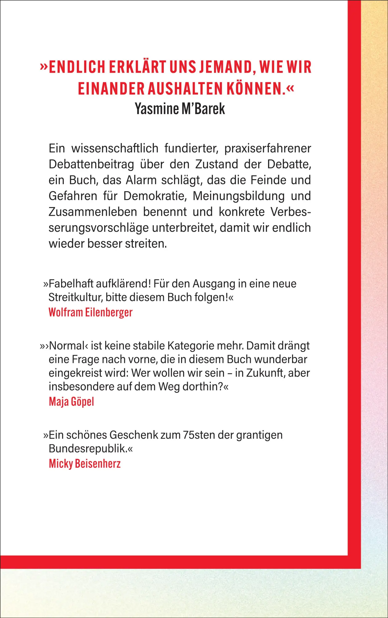 Rückseite: 9783518474389 | Defekte Debatten | Warum wir als Gesellschaft besser streiten müssen