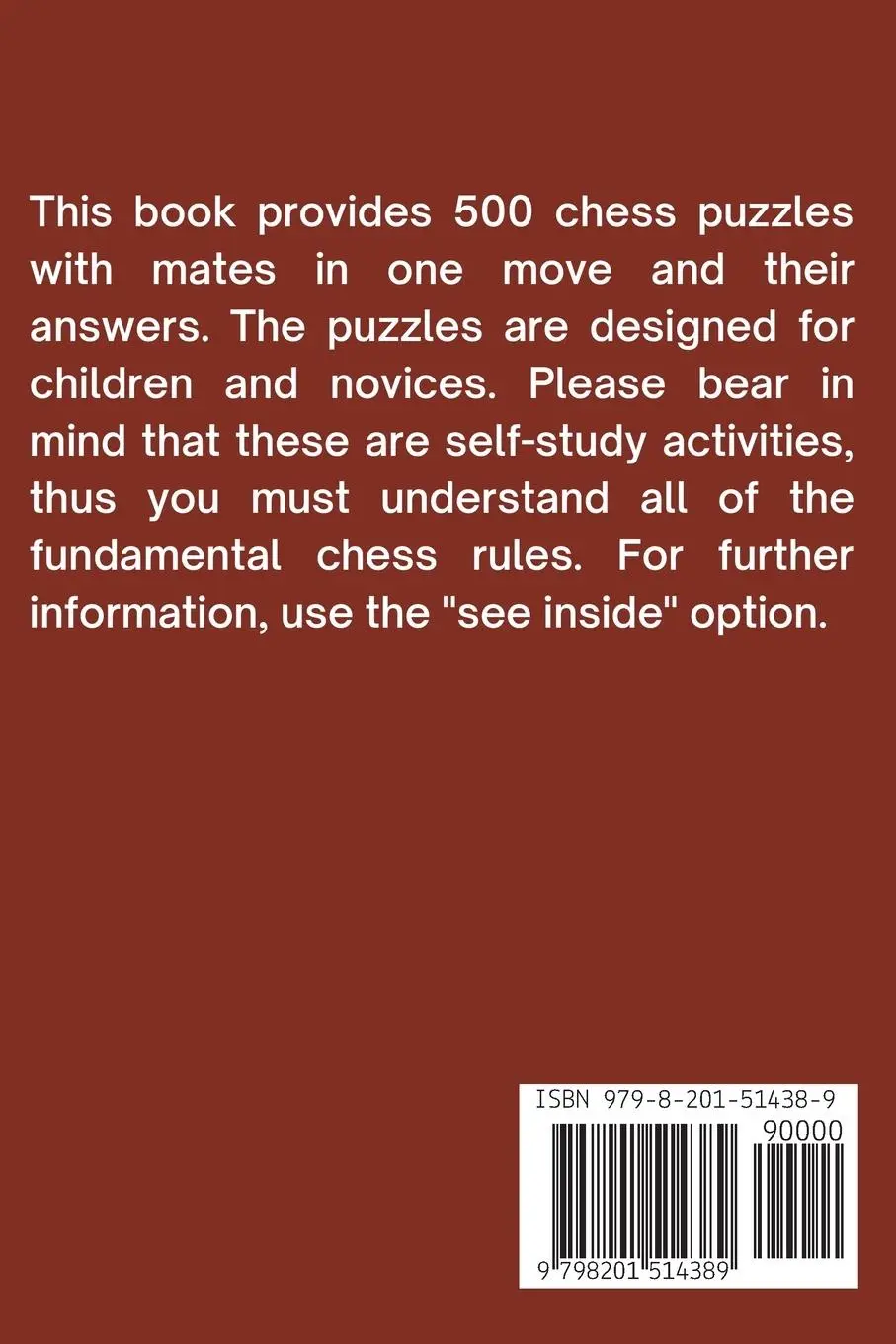 Rückseite: 9798201514389 | 500 Checkmate Chess Puzzles in One Move, Part 1 | Charles Morphy