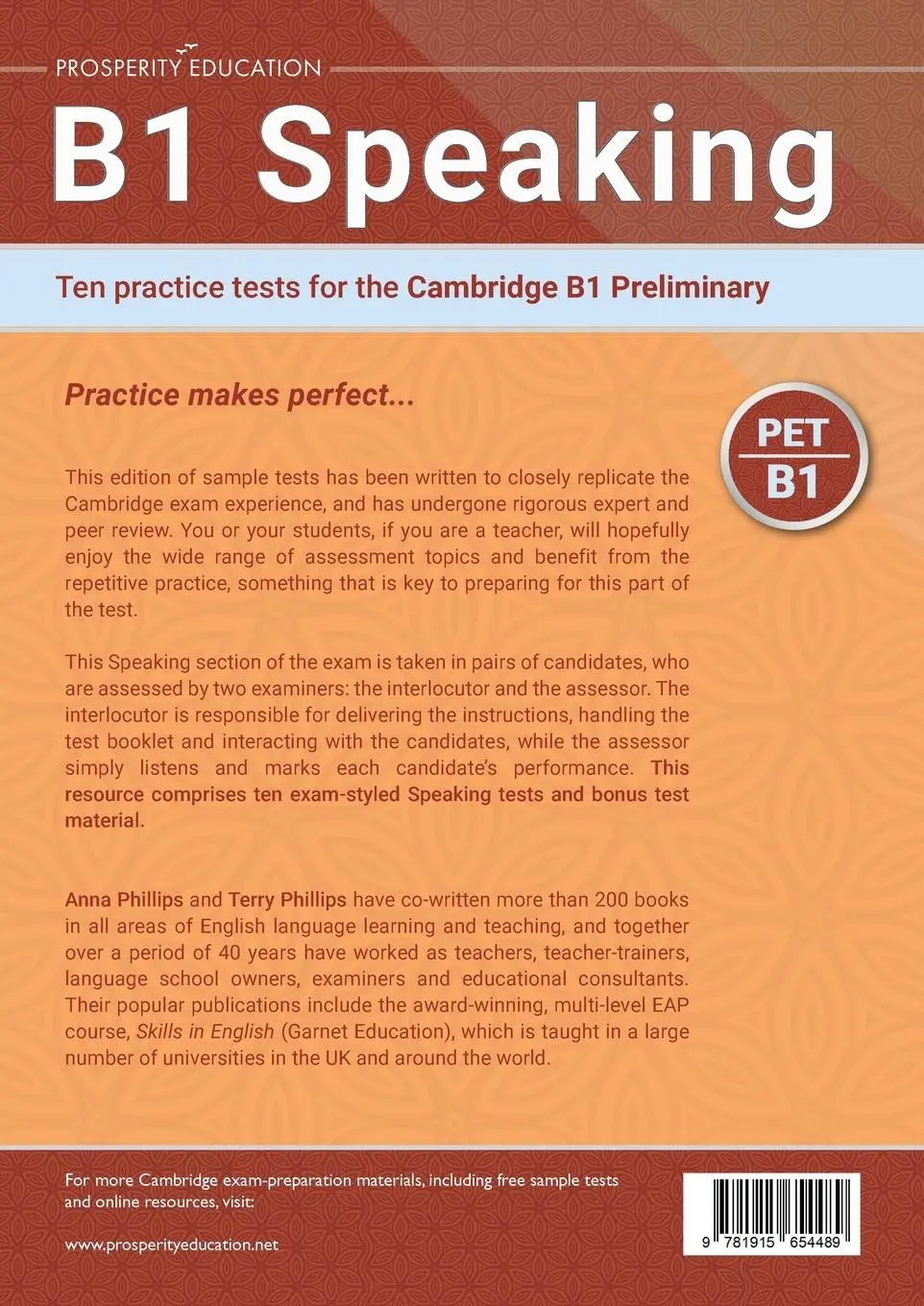 Rückseite: 9781915654489 | B1 Speaking | Ten practice tests for the Cambridge Preliminary | Buch