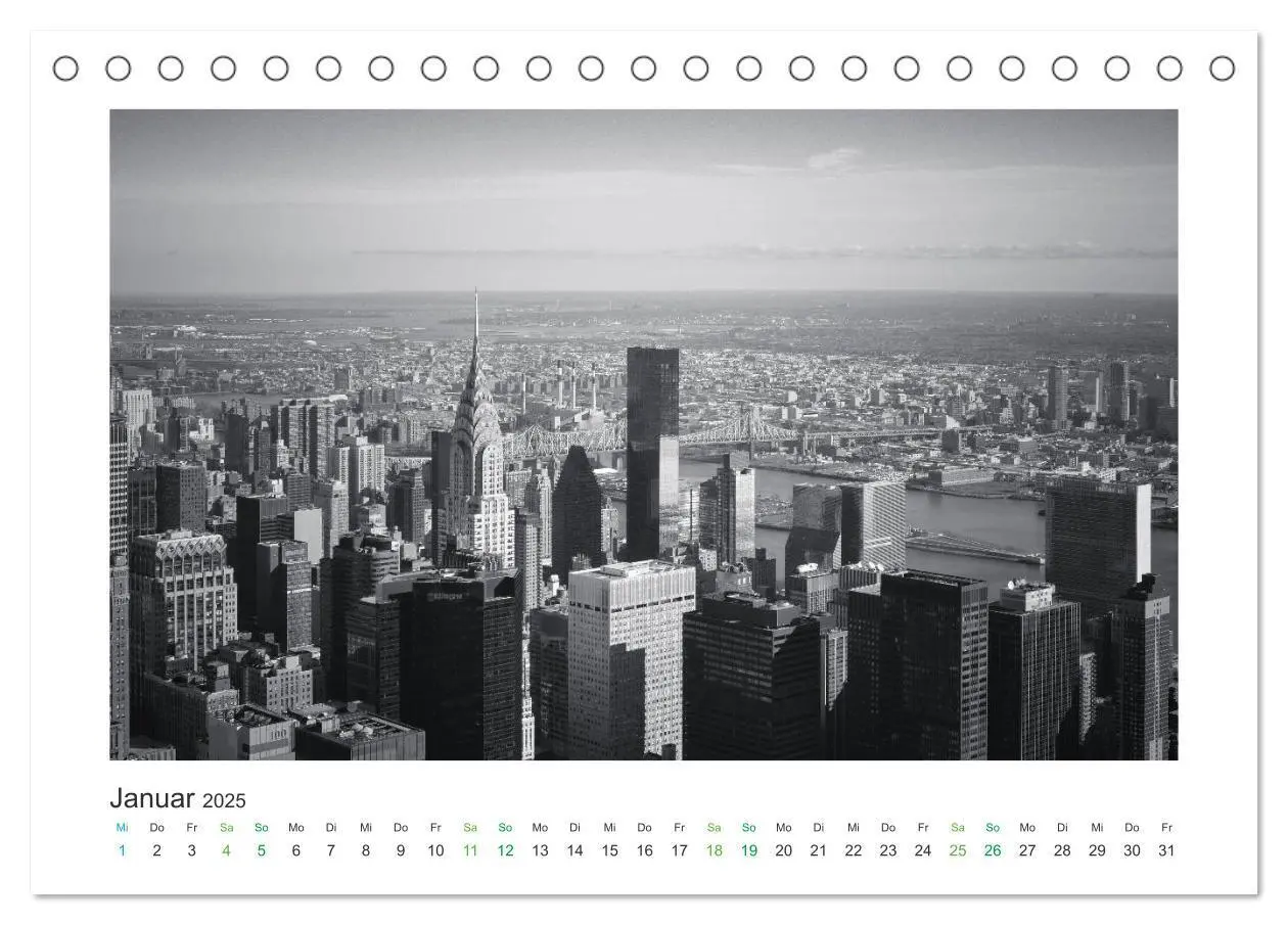 Bild: 9783435374489 | New York in schwarz weiss (Tischkalender 2025 DIN A5 quer),...