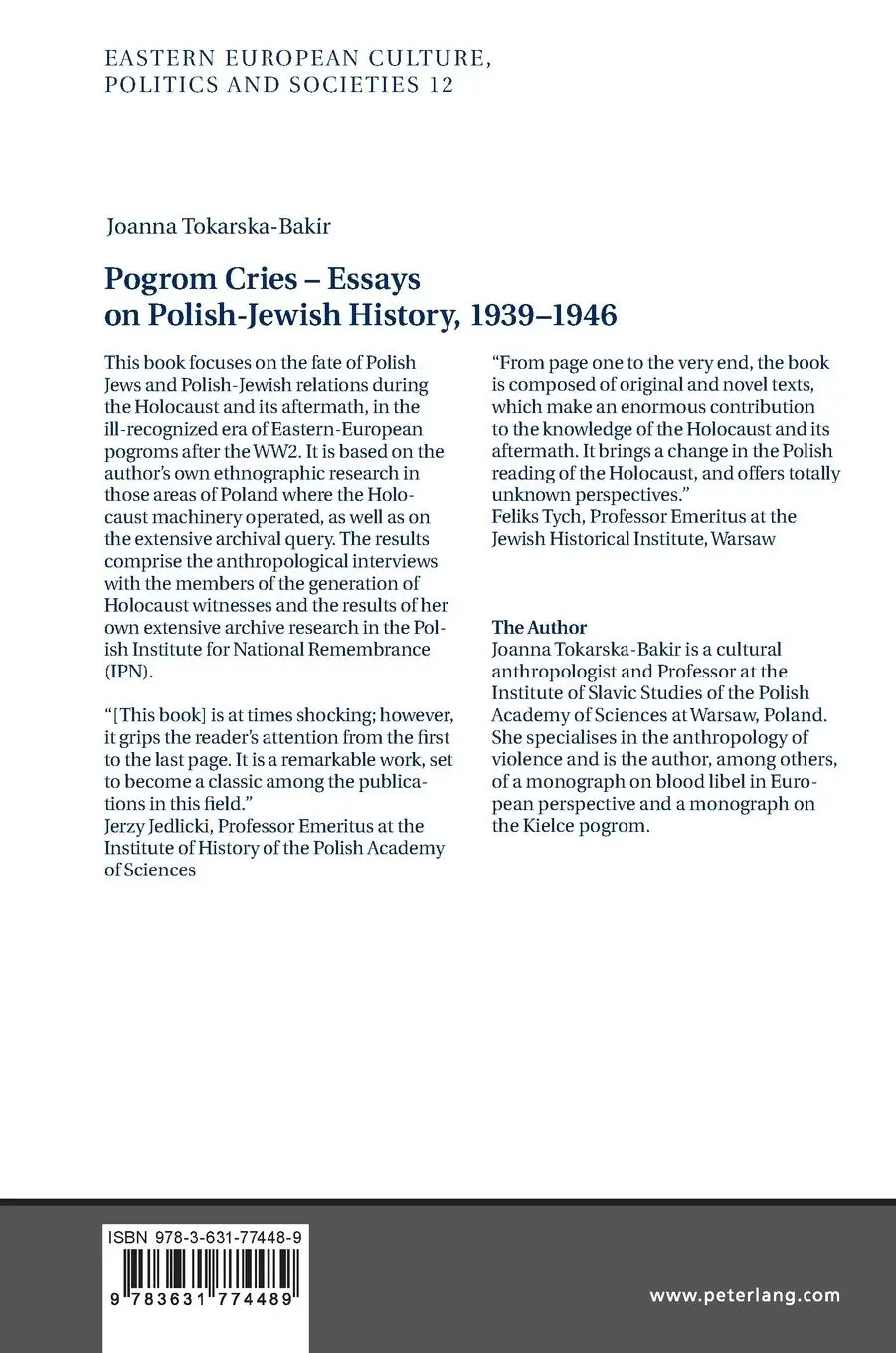 Rückseite: 9783631774489 | Pogrom Cries - Essays on Polish-Jewish History, 1939-1946 | Buch