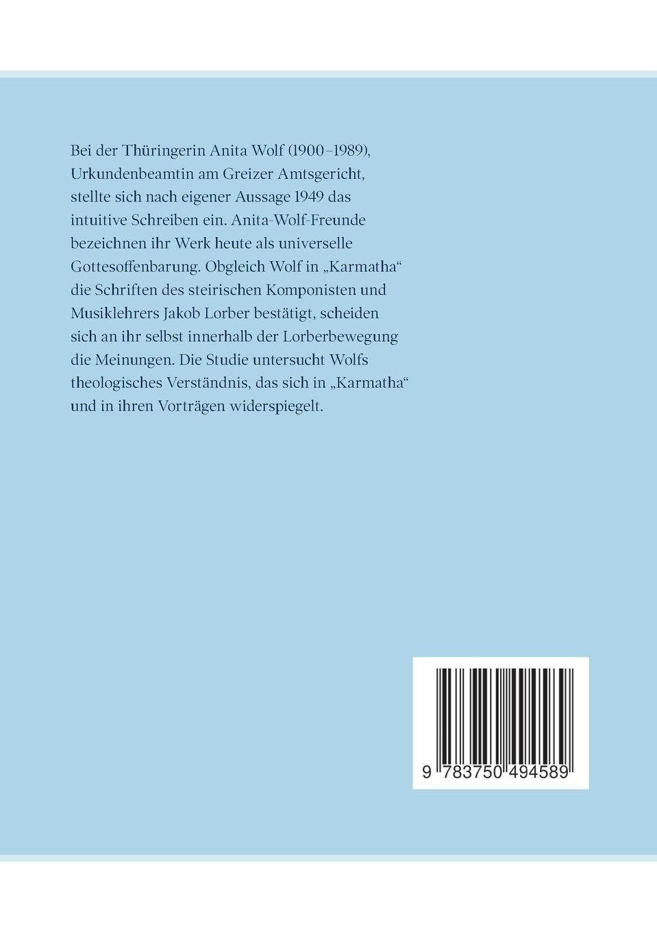 Rückseite: 9783750494589 | Anita Wolfs "Karmatha" | Eine Studie | Michael Junge | Taschenbuch