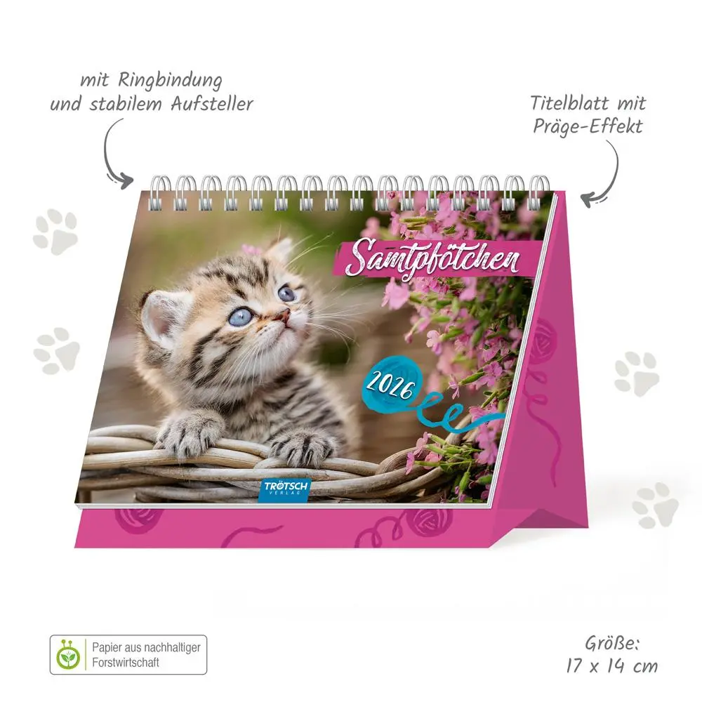 Bild: 9783988024589 | Trötsch Aufstellkalender Samtpfötchen 2026 | KG | Kalender | XXIV