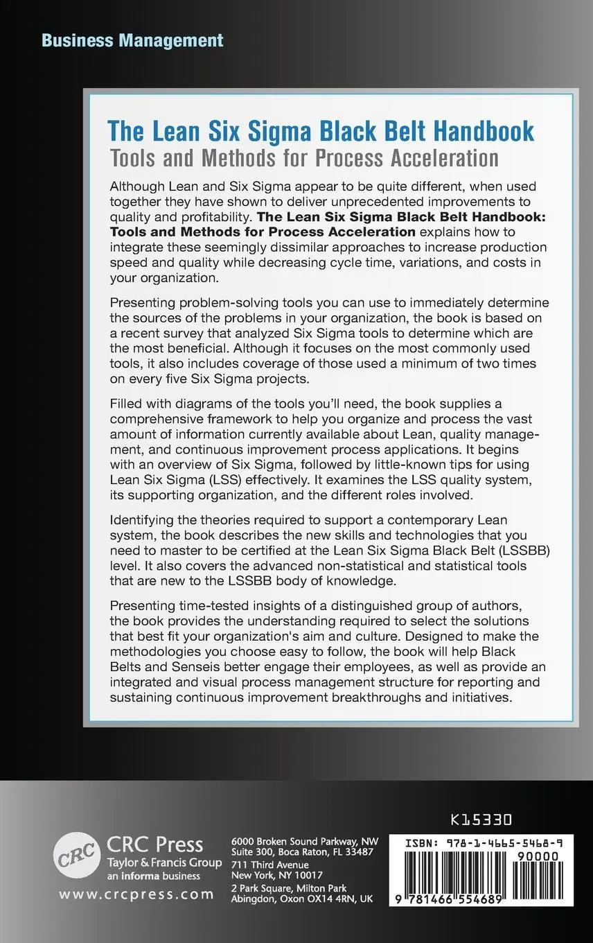 Rückseite: 9781466554689 | The Lean Six SIGMA Black Belt Handbook | Frank Voehl (u. a.) | Buch