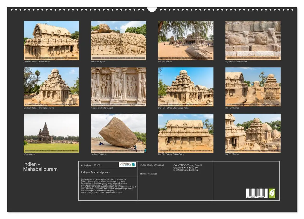 Bild: 9783435284689 | Indien - Mahabalipuram (Wandkalender 2025 DIN A2 quer), CALVENDO...