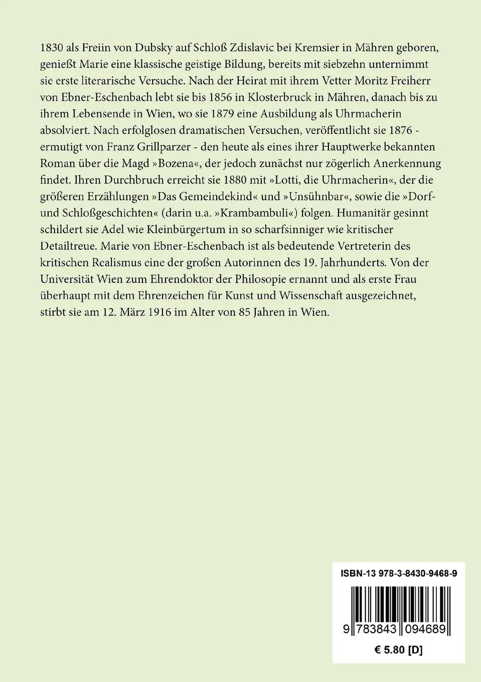 Rückseite: 9783843094689 | Fünfhundert Aphorismen | Marie von Ebner-Eschenbach | Taschenbuch