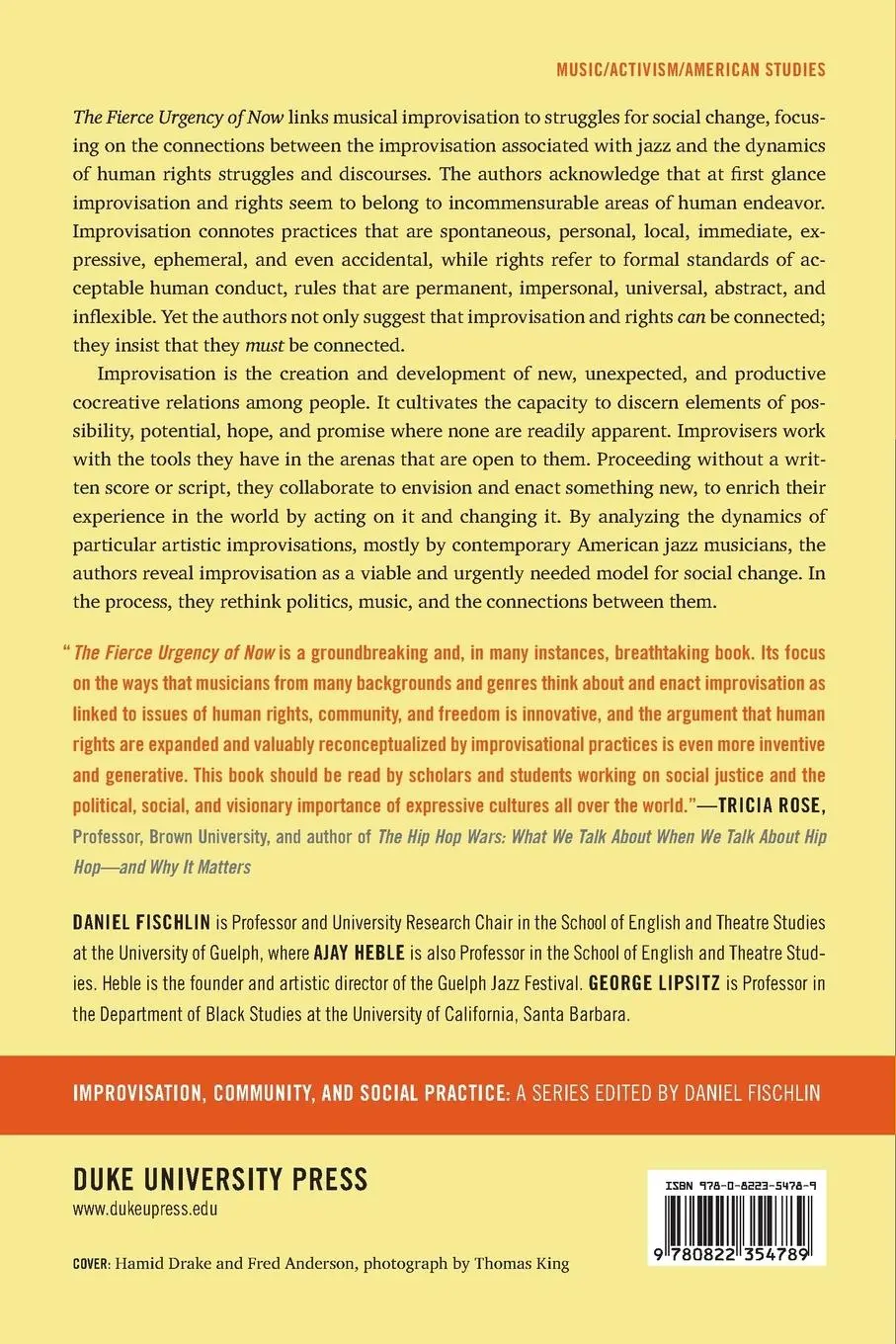 Rückseite: 9780822354789 | The Fierce Urgency of Now | Daniel Fischlin | Taschenbuch | Englisch