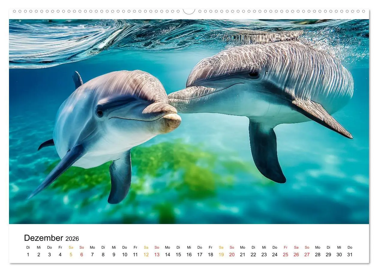 Bild: 9783516214789 | Delfine - Wellen Künstler (Wandkalender 2026 DIN A2 quer), CALVENDO...