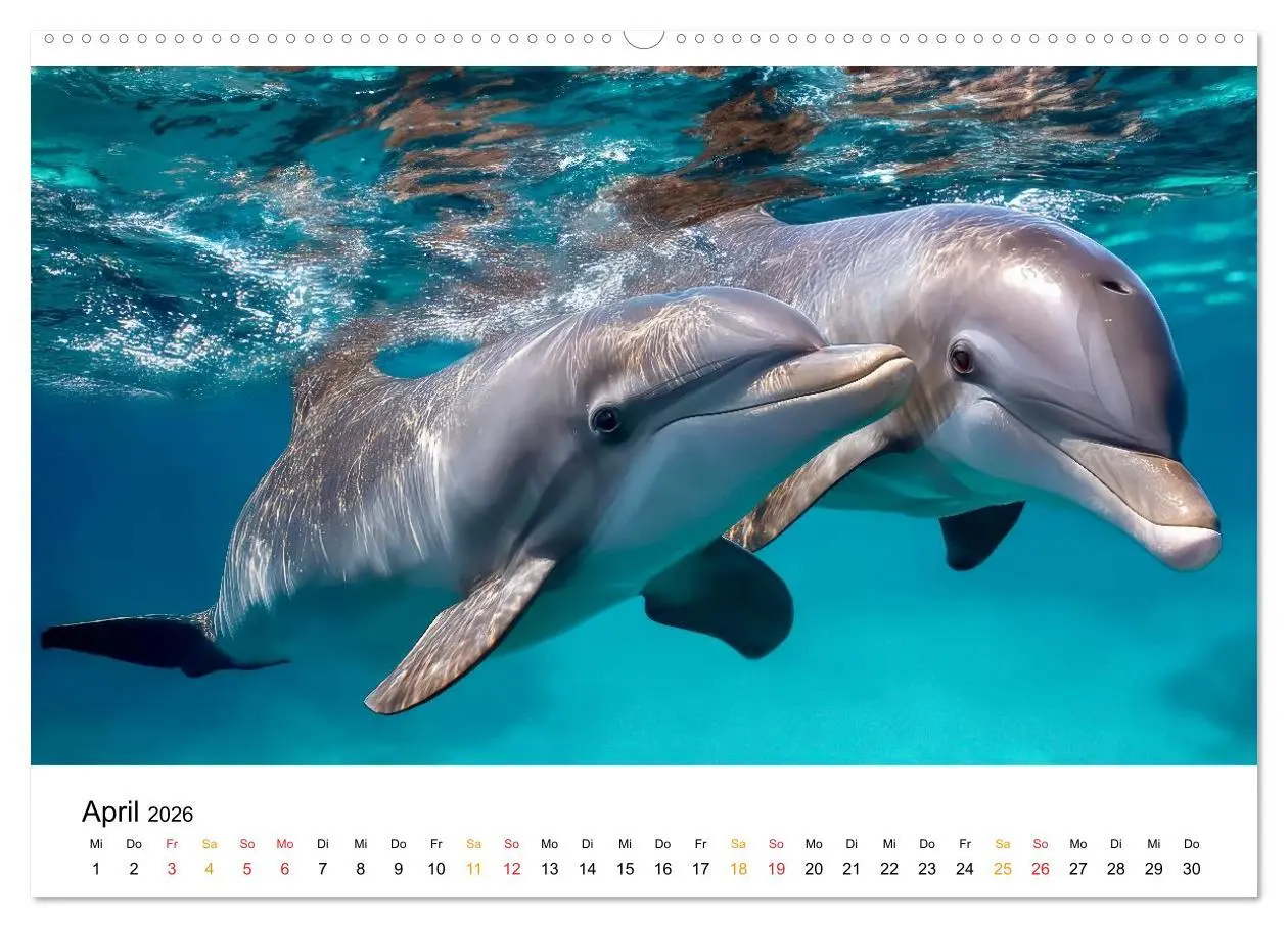 Bild: 9783516214789 | Delfine - Wellen Künstler (Wandkalender 2026 DIN A2 quer), CALVENDO...