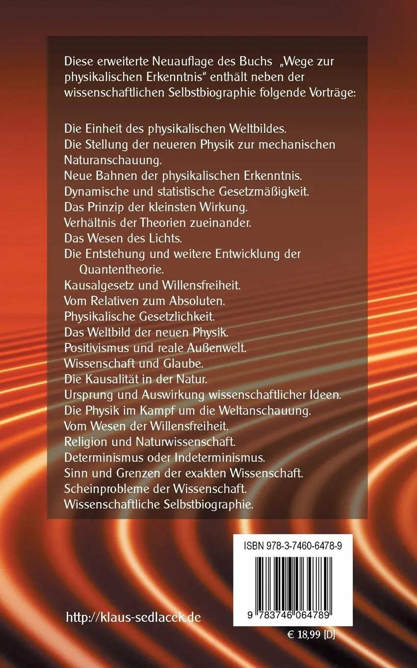 Rückseite: 9783746064789 | Wege zur Physikalischen Erkenntnis | Max Planck | Taschenbuch | 364 S.