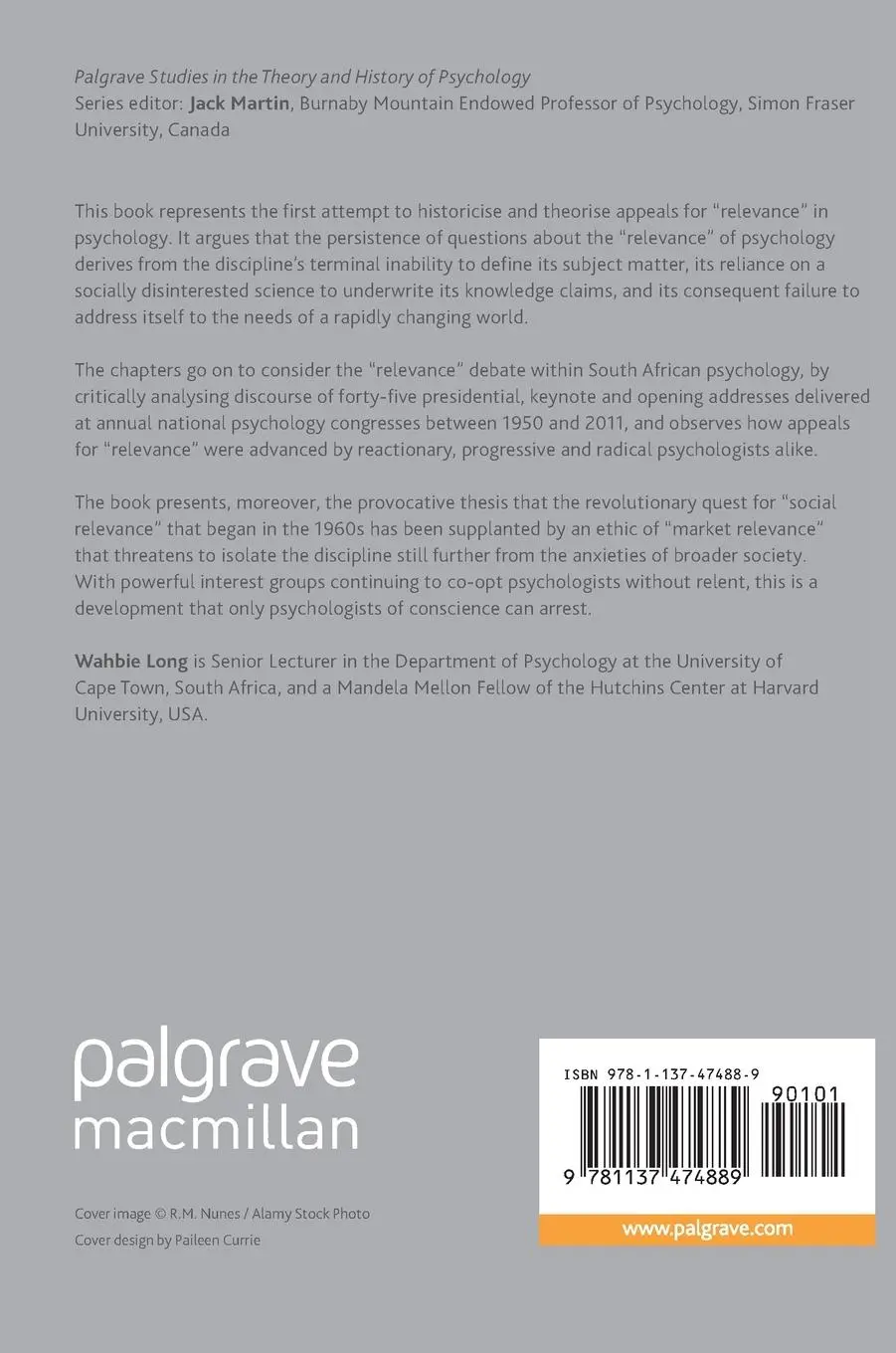 Rückseite: 9781137474889 | A History of "Relevance" in Psychology | Wahbie Long | Buch | xii