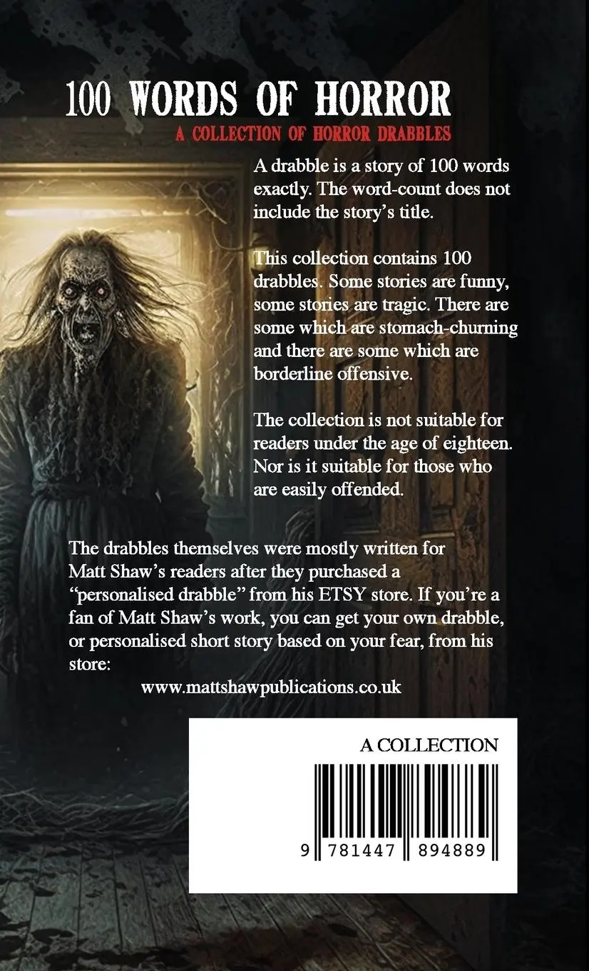 Rückseite: 9781447894889 | 100 Words of Horror | A Collection of Horror Drabbles | Matt Shaw