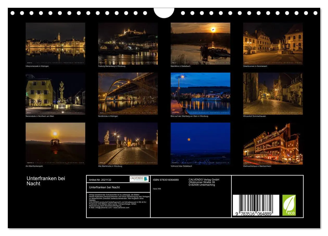 Bild: 9783516064889 | Unterfranken bei Nacht (Wandkalender 2026 DIN A4 quer), CALVENDO...