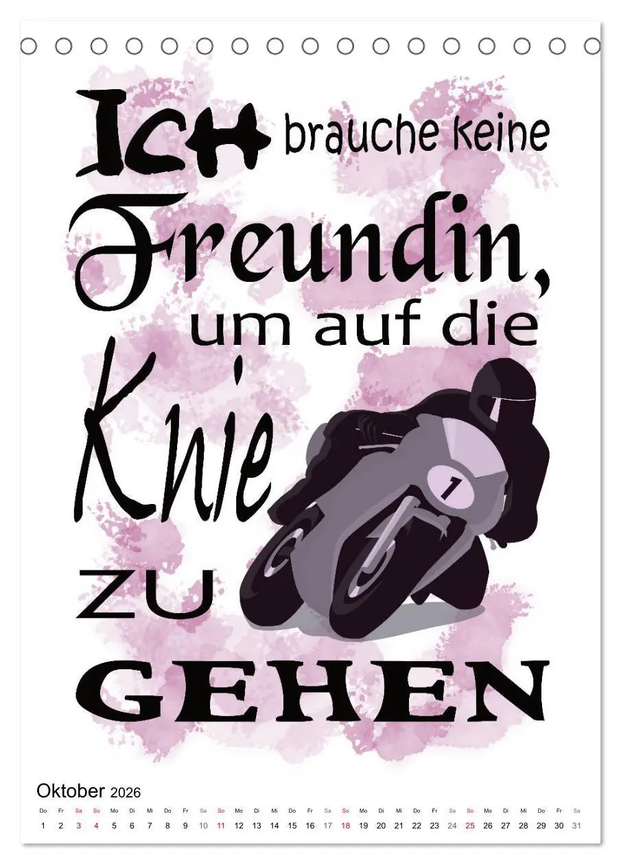 Bild: 9783516374889 | Biker-Sprüche (Tischkalender 2026 DIN A5 hoch), CALVENDO...