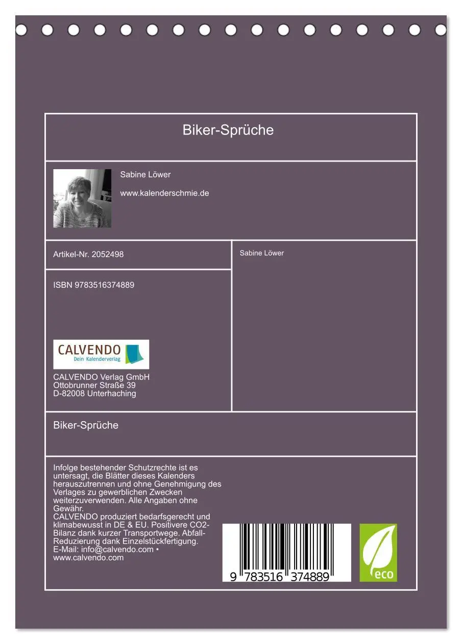 Bild: 9783516374889 | Biker-Sprüche (Tischkalender 2026 DIN A5 hoch), CALVENDO...