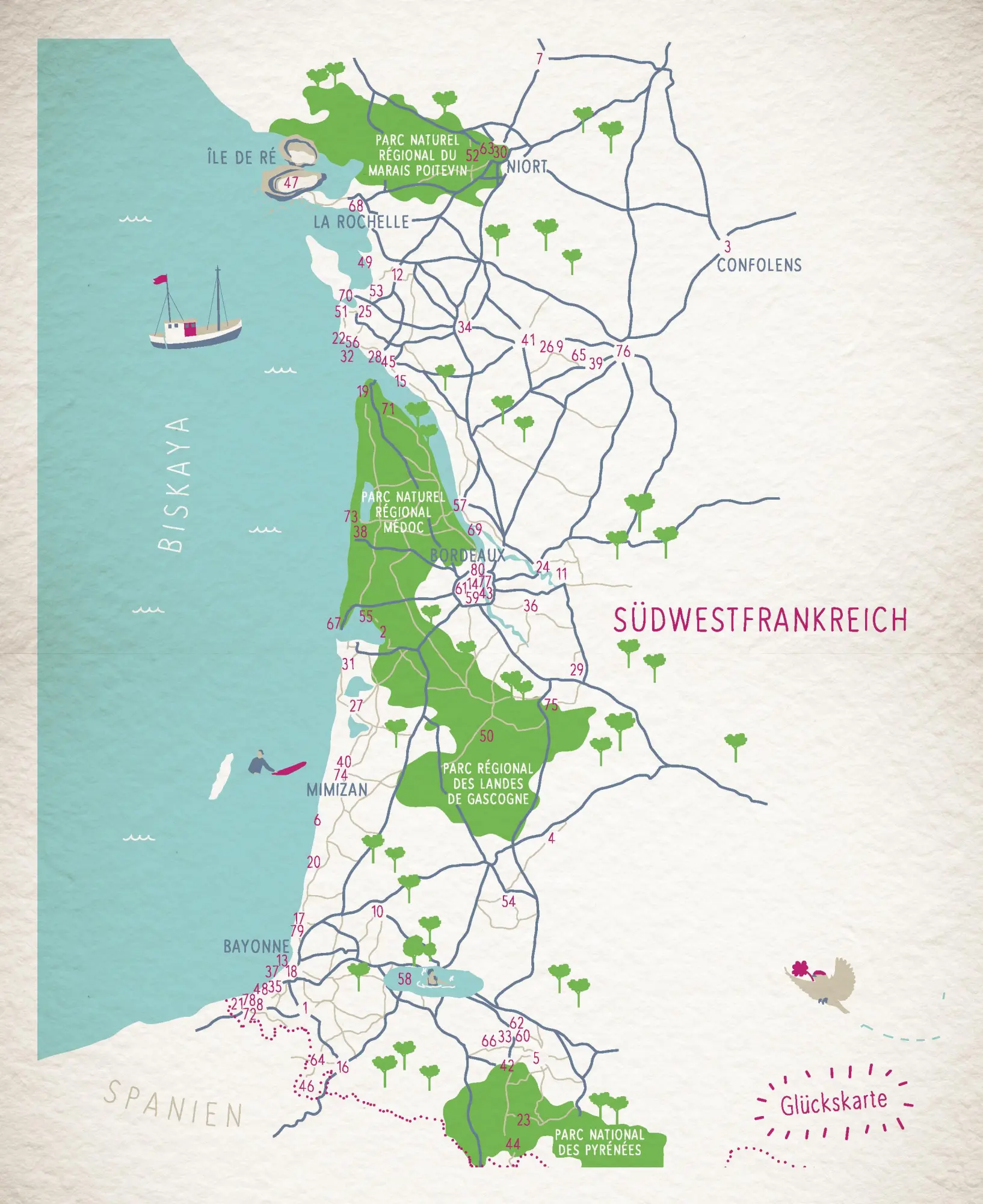 Bild: 9783770024889 | Glücksorte in Südwestfrankreich | Mit Atlantikküste und Bordeaux