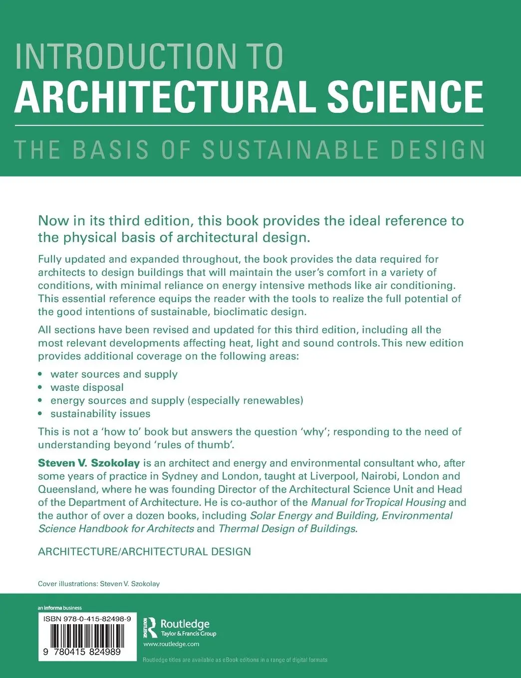 Rückseite: 9780415824989 | Introduction to Architectural Science | Steven V. Szokolay | Buch