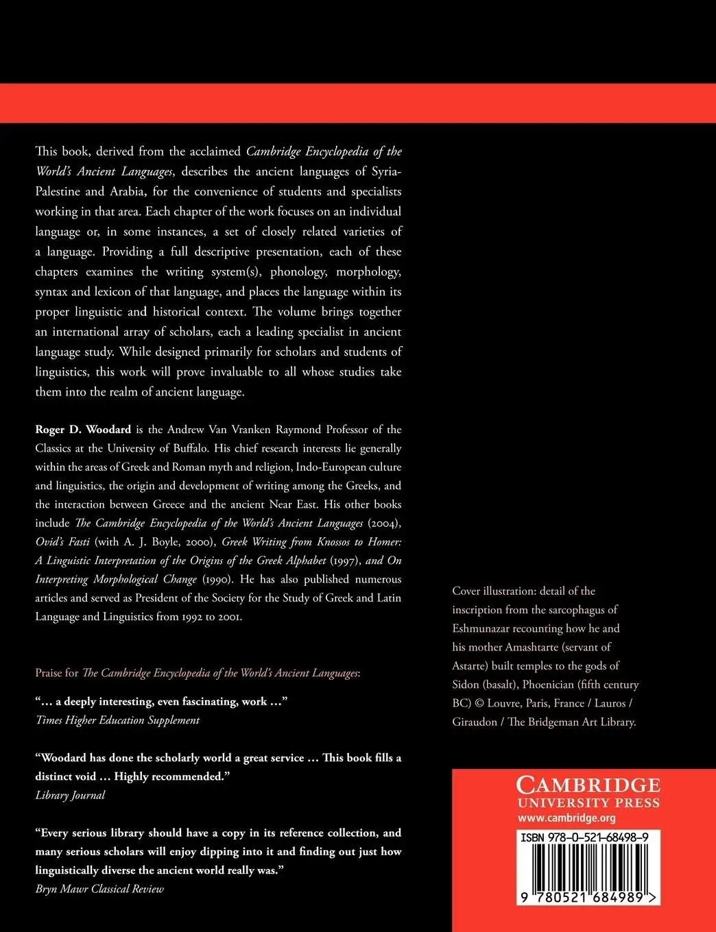 Rückseite: 9780521684989 | The Ancient Languages of Syria-Palestine and Arabia | Roger D. Woodard