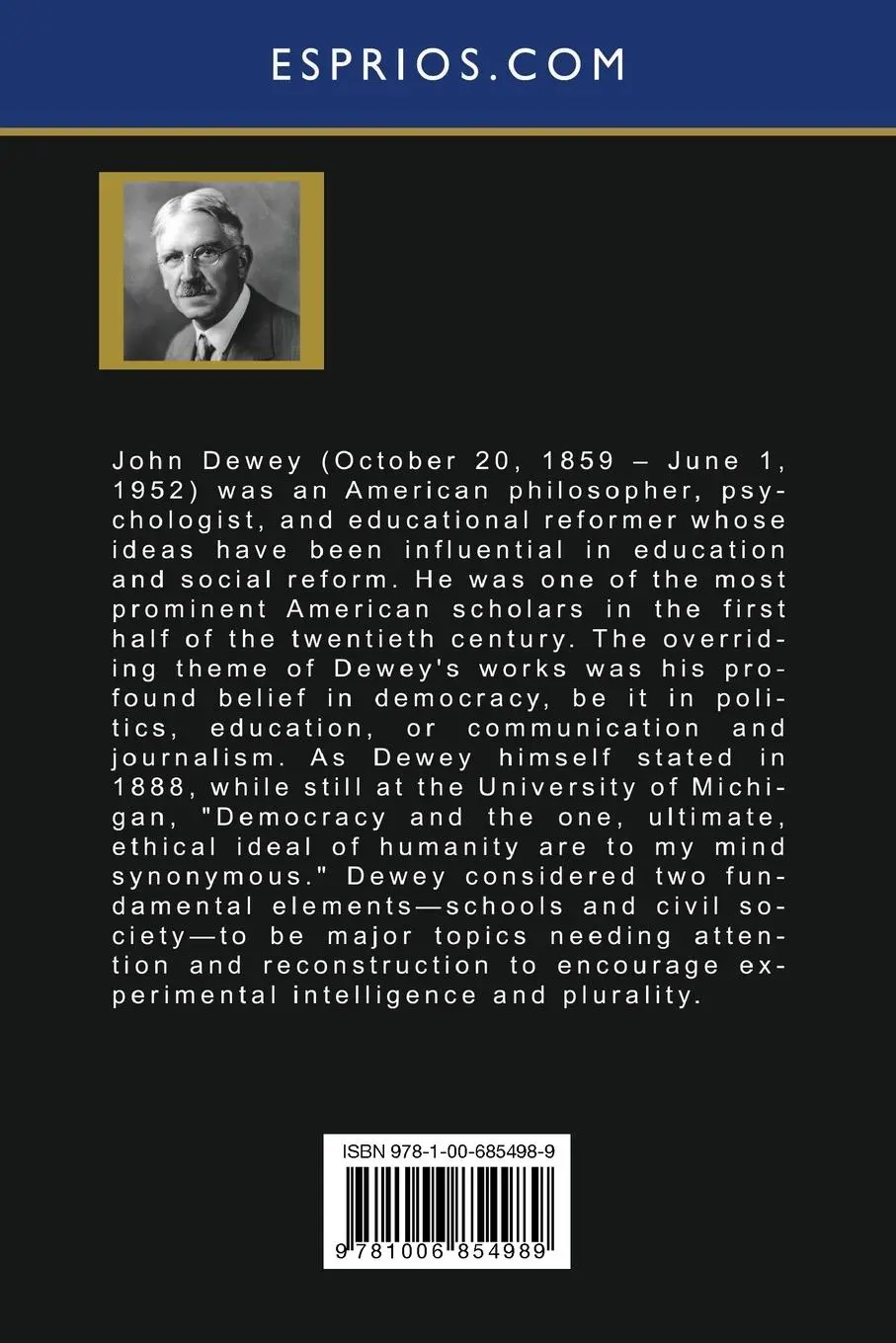 Rückseite: 9781006854989 | Democracy and Education (Esprios Classics) | John Dewey | Taschenbuch
