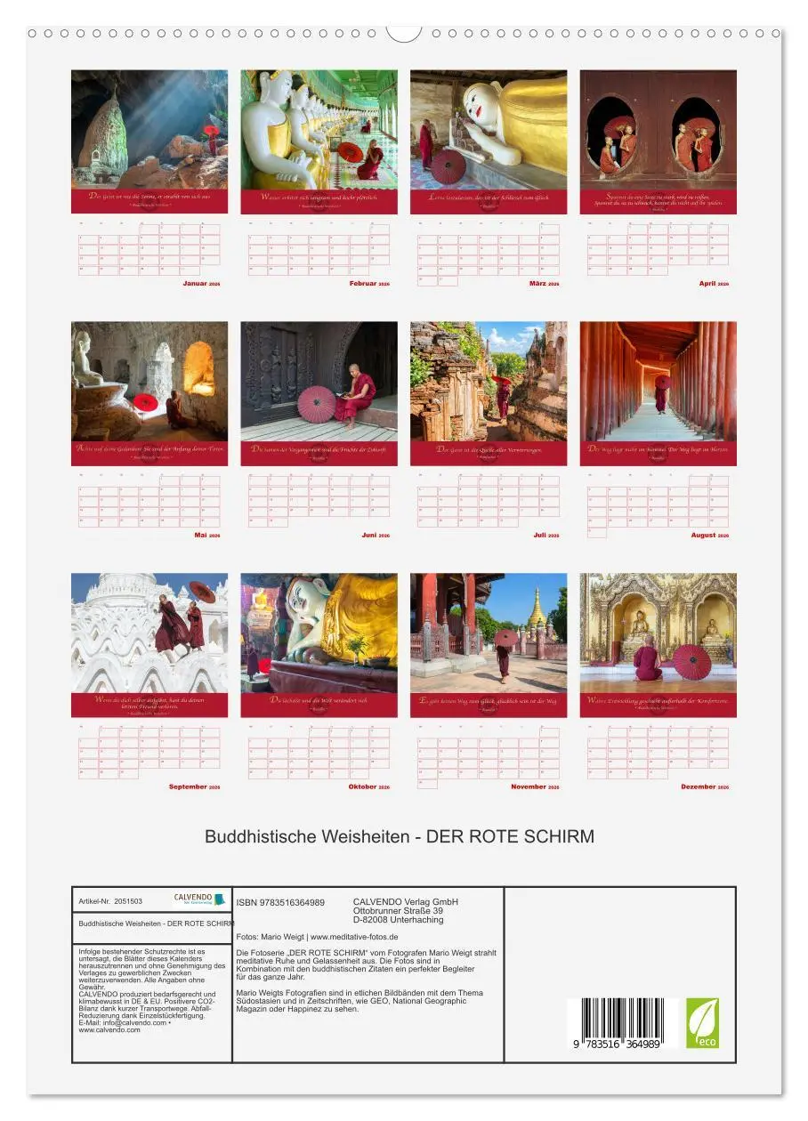 Bild: 9783516364989 | Buddhistische Weisheiten - DER ROTE SCHIRM (hochwertiger Premium...
